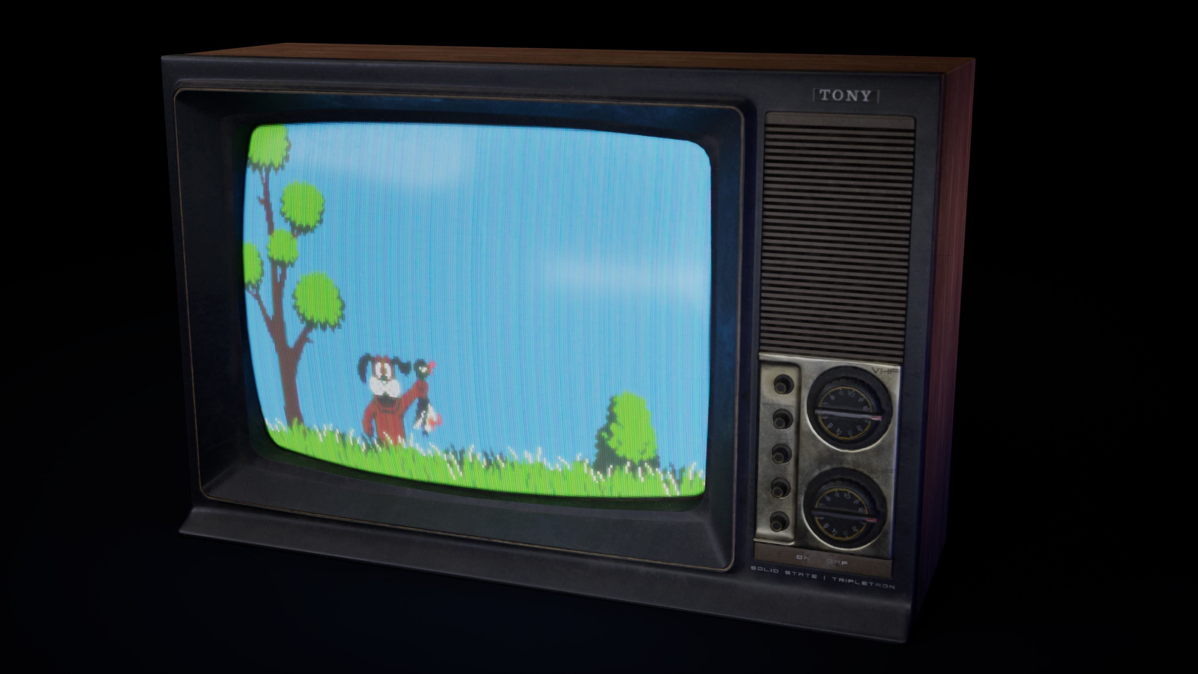 Old TV Low-poly 3D model_8
