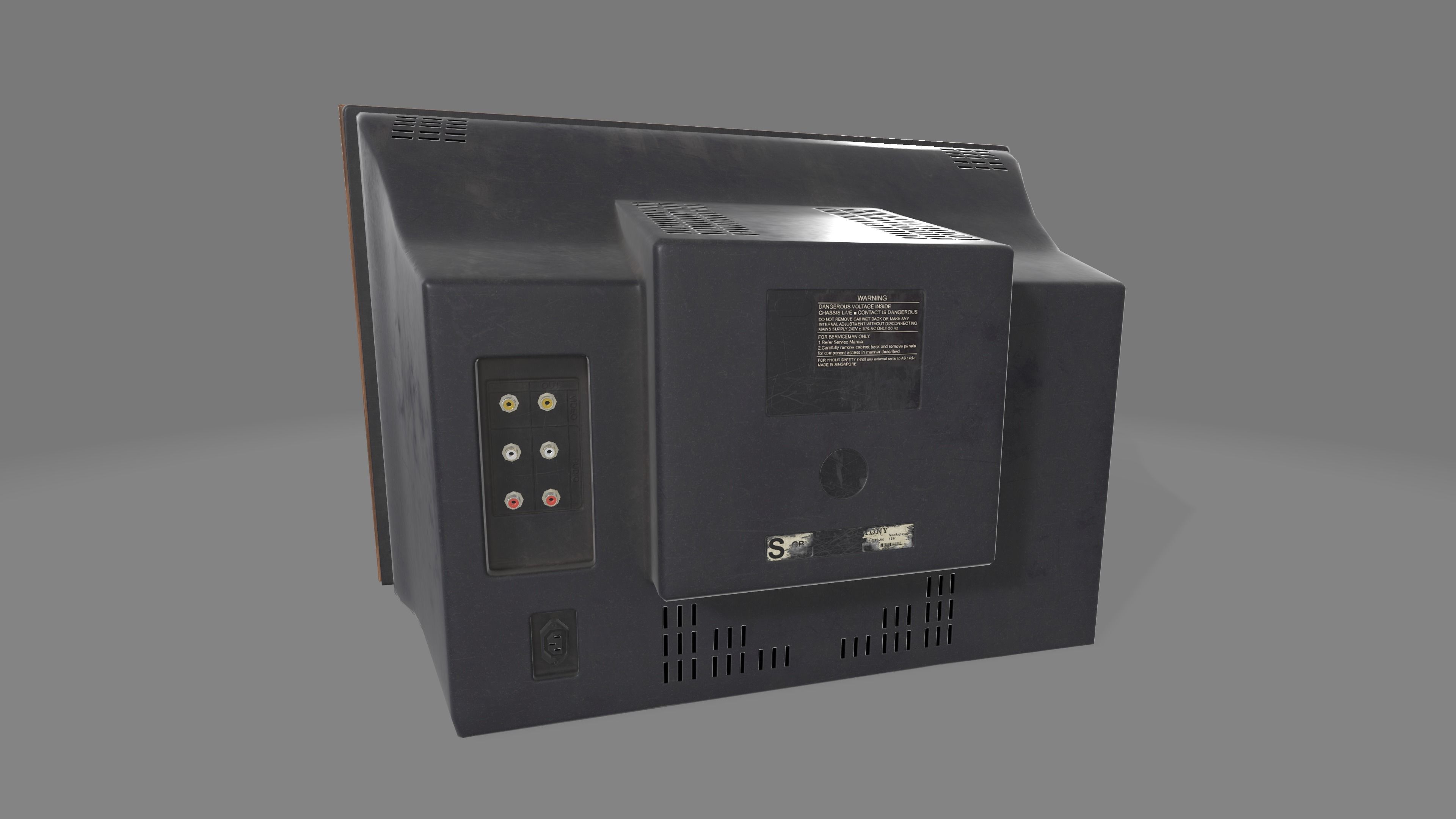Old TV Low-poly 3D model_5