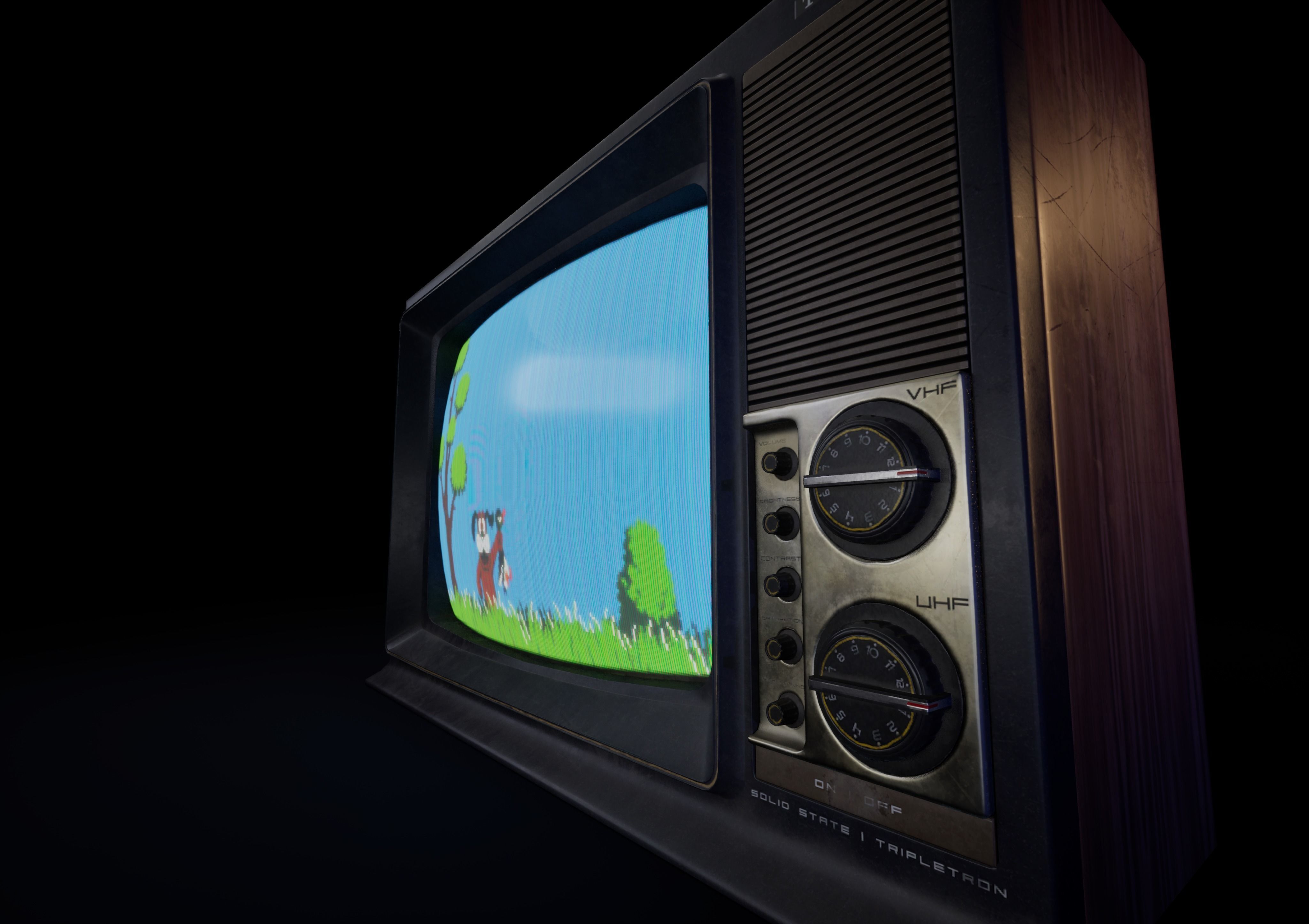 Old TV Low-poly 3D model_9