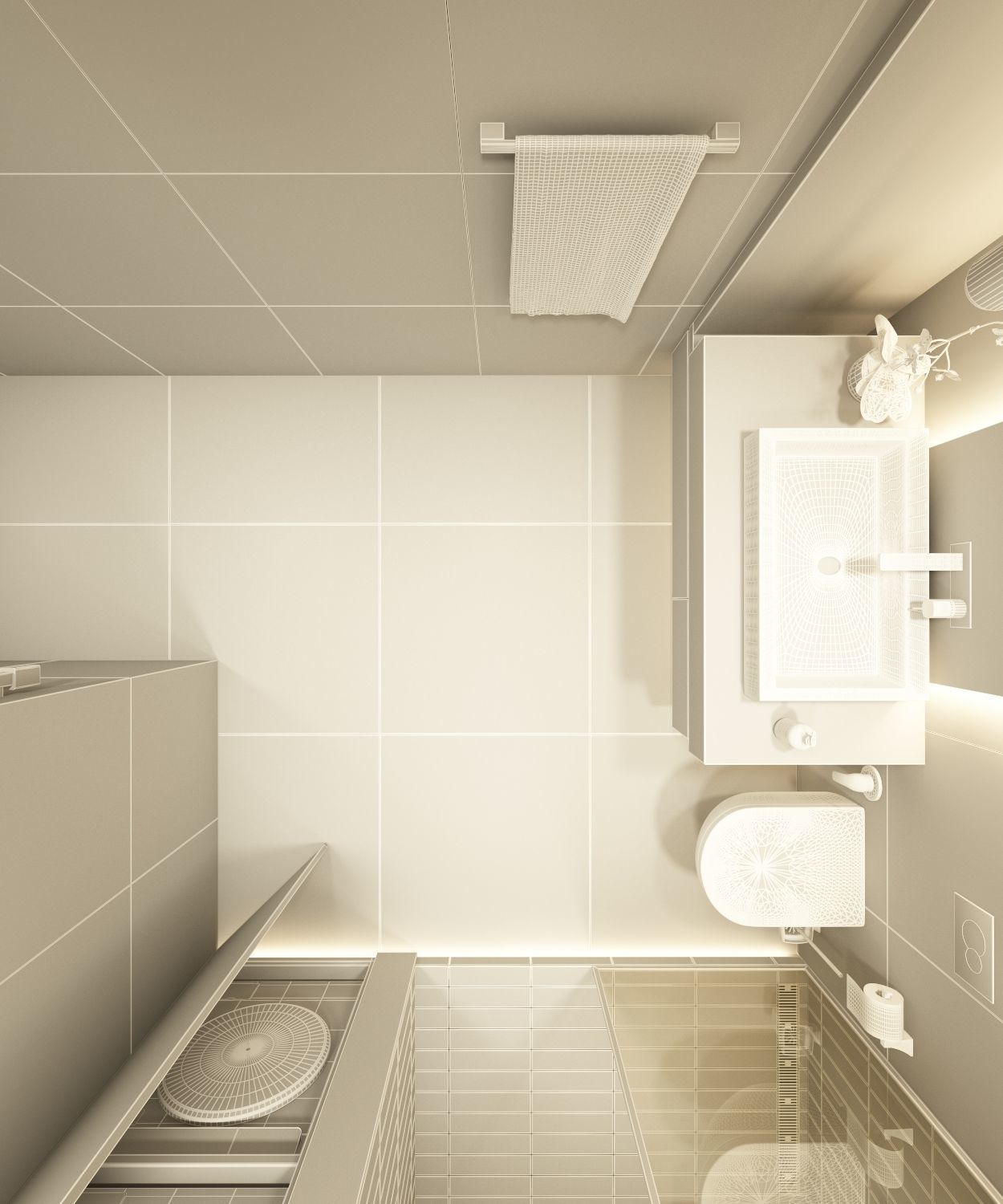 Modern dark bathroom interior scene 3D model_9
