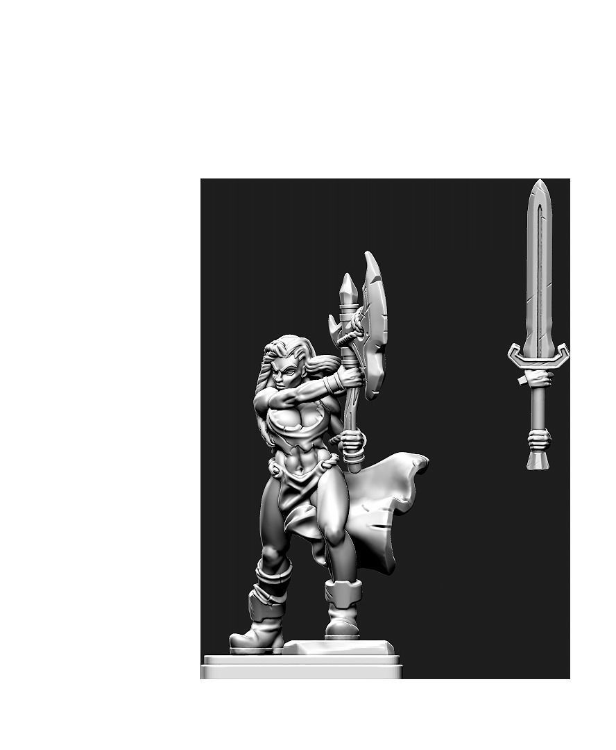 Retrocrusade - Female Barbarian 3D print model_2