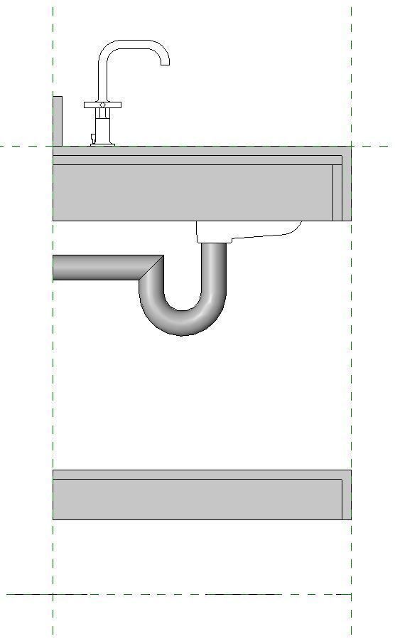 Bathroom Vanity Counter with Stone Top and Wood Shelf for Revit 3D ...