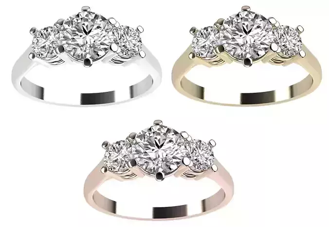 Three stones engagement wedding ring