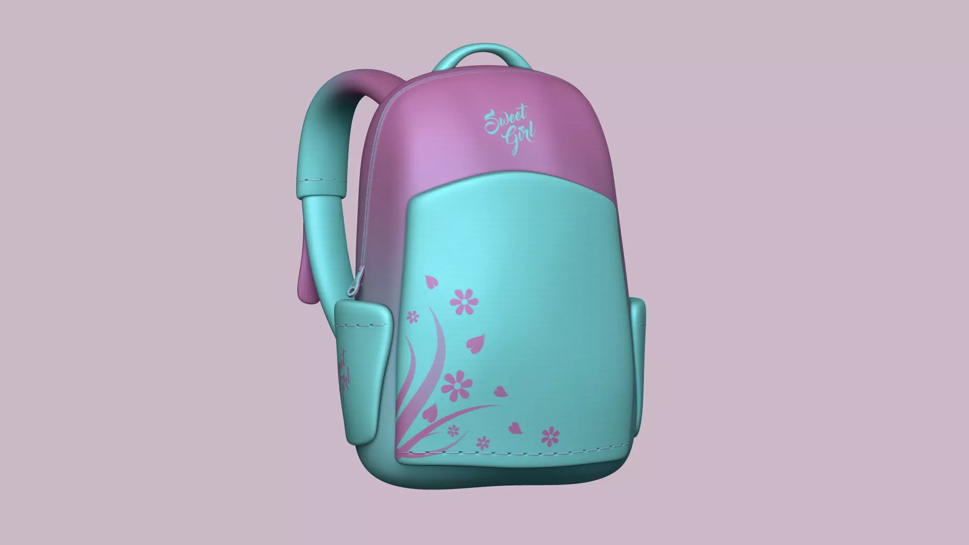 Sweet Girl Backpack - Female Character Accessory Low-poly 3D model_0