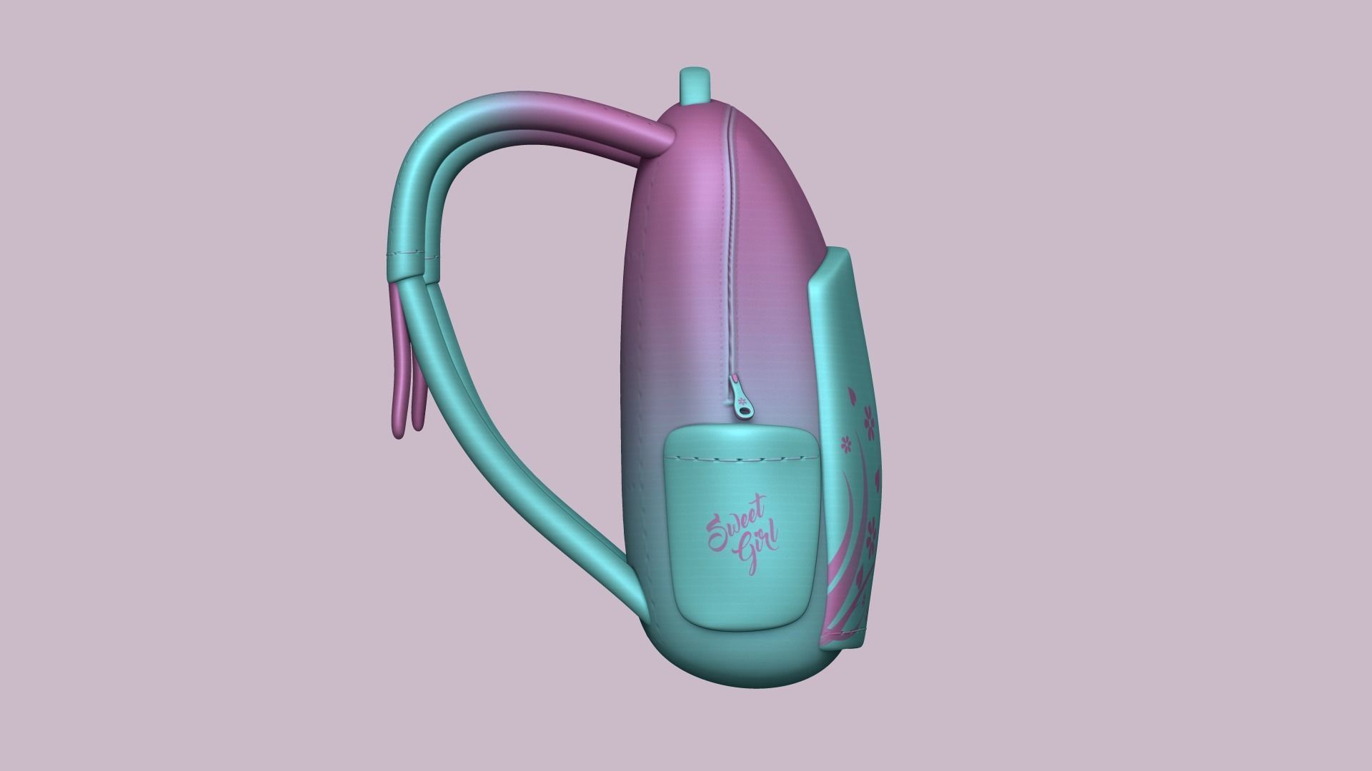 Sweet Girl Backpack - Female Character Accessory Low-poly 3D model_4