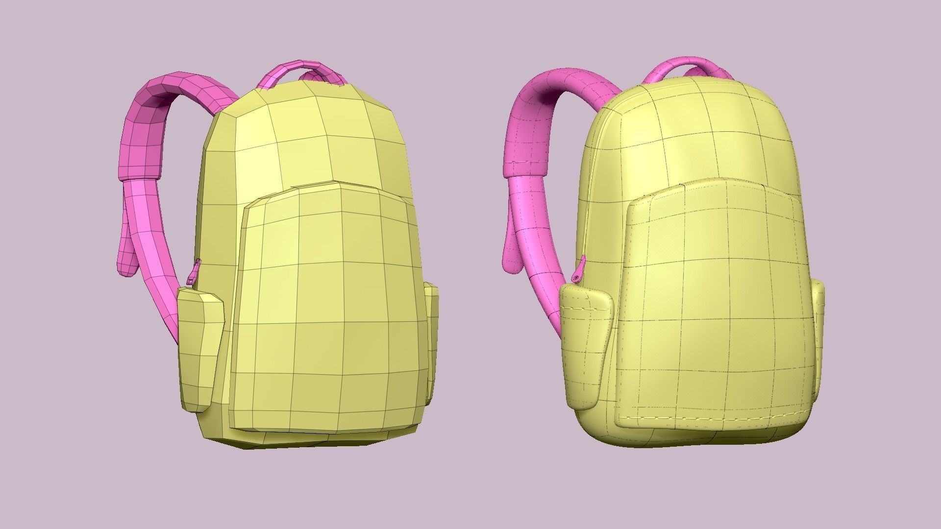 Sweet Girl Backpack - Female Character Accessory Low-poly 3D model_12
