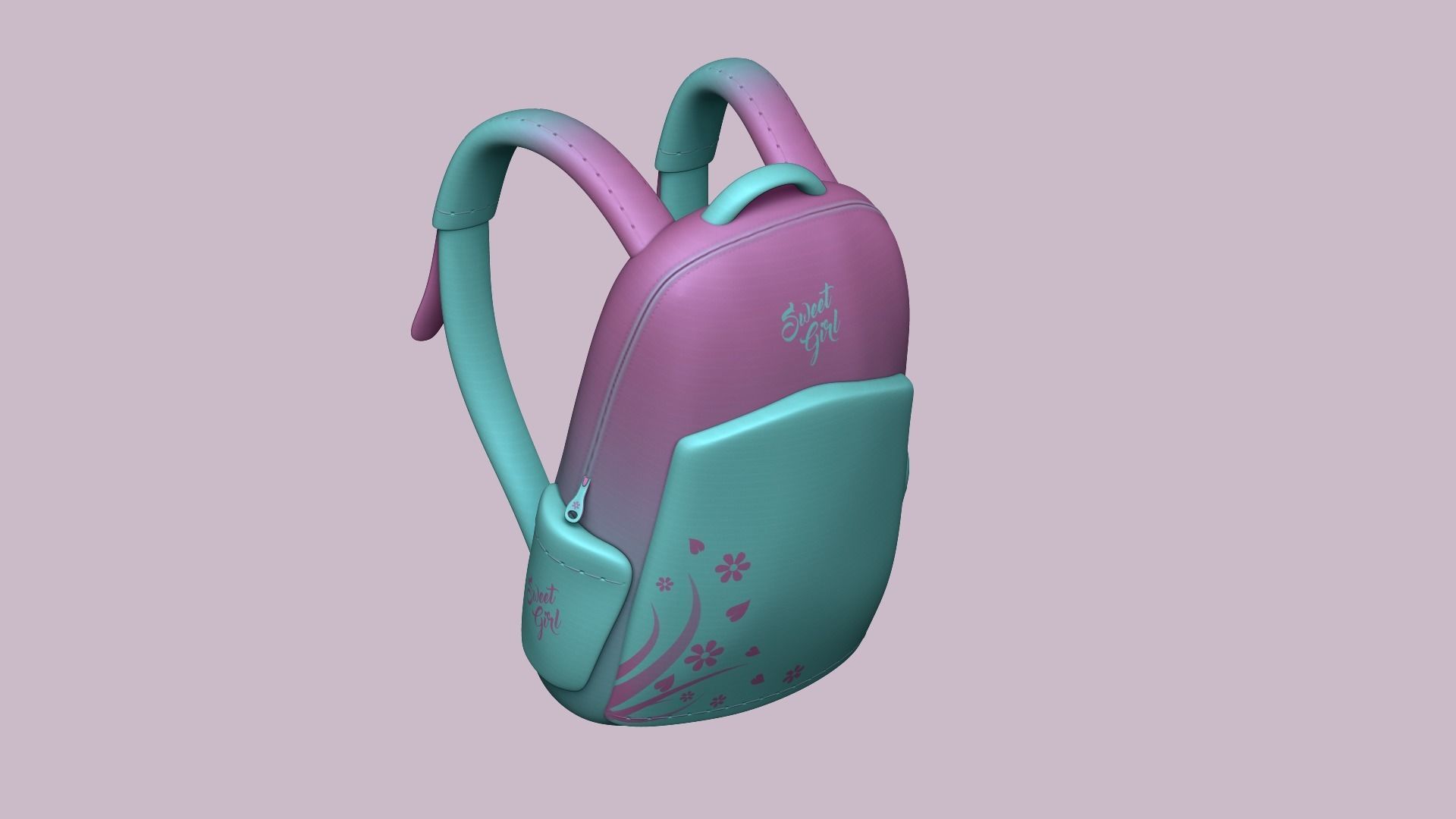 Sweet Girl Backpack - Female Character Accessory Low-poly 3D model_2
