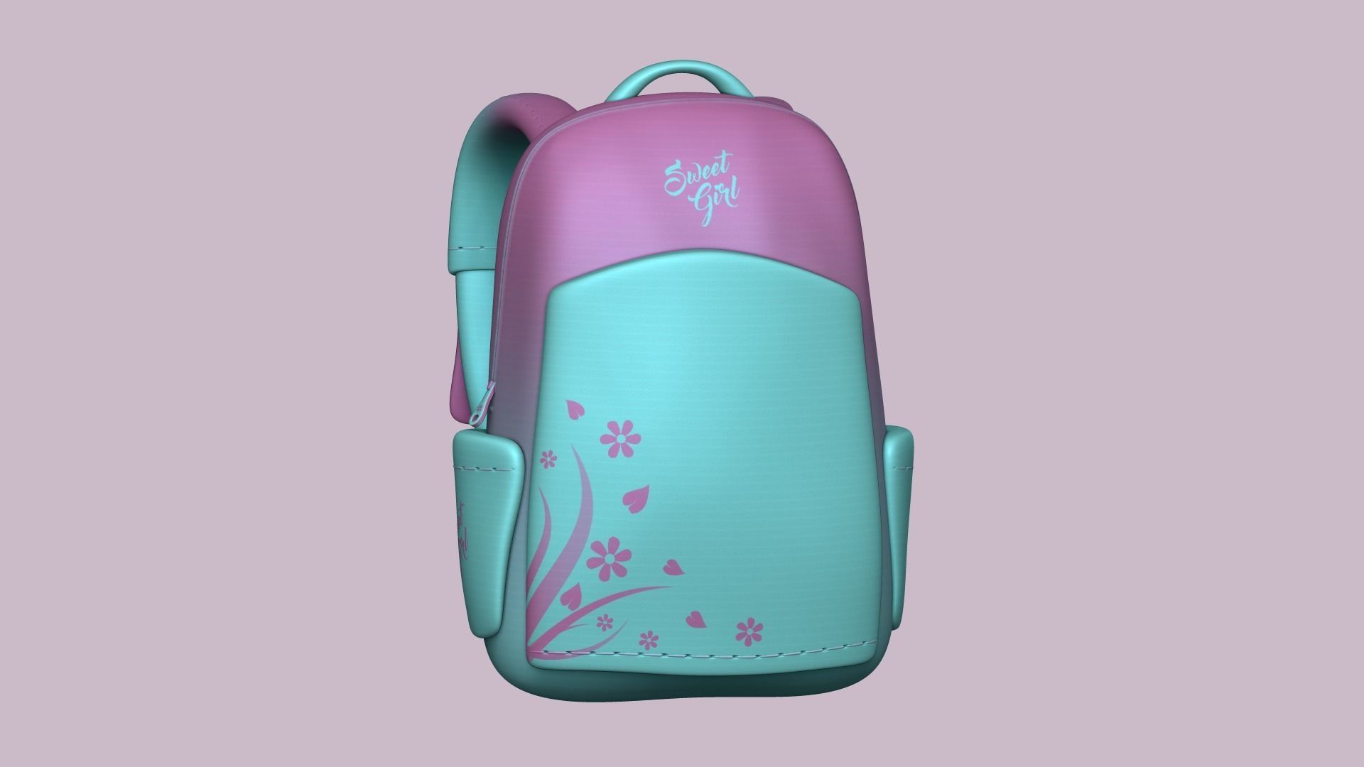 Sweet Girl Backpack - Female Character Accessory Low-poly 3D model_7