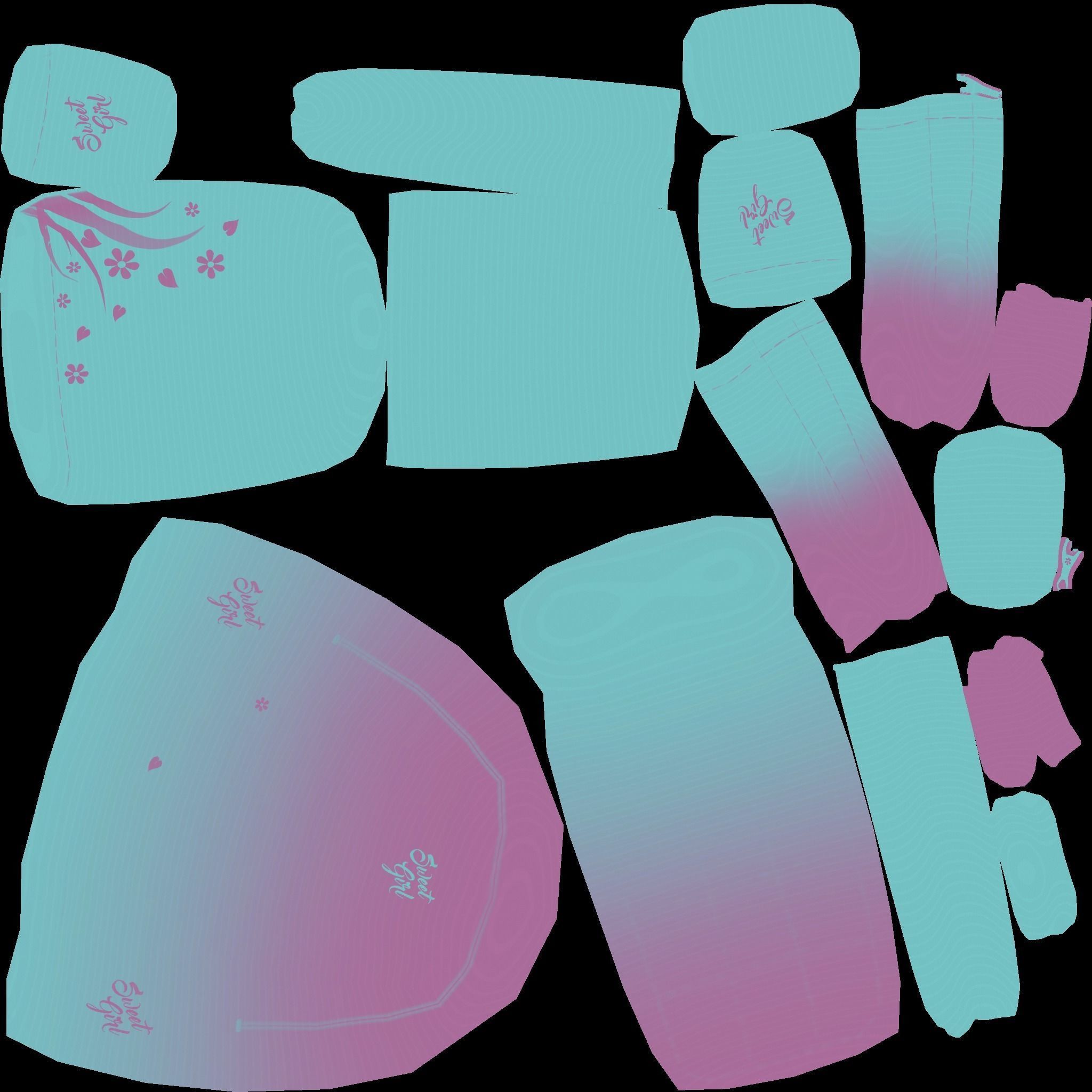 Sweet Girl Backpack - Female Character Accessory Low-poly 3D model_15