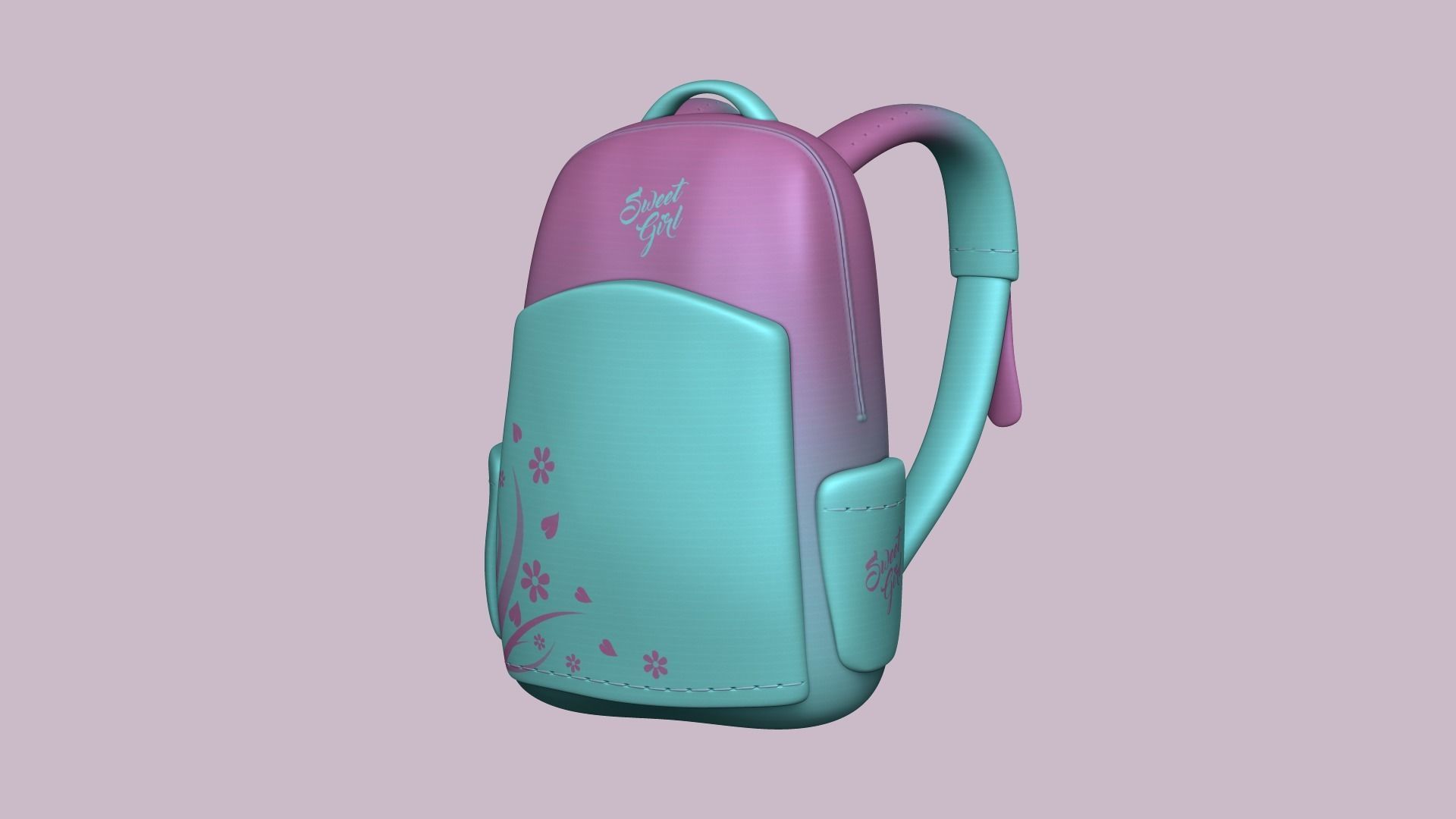 Sweet Girl Backpack - Female Character Accessory Low-poly 3D model_3