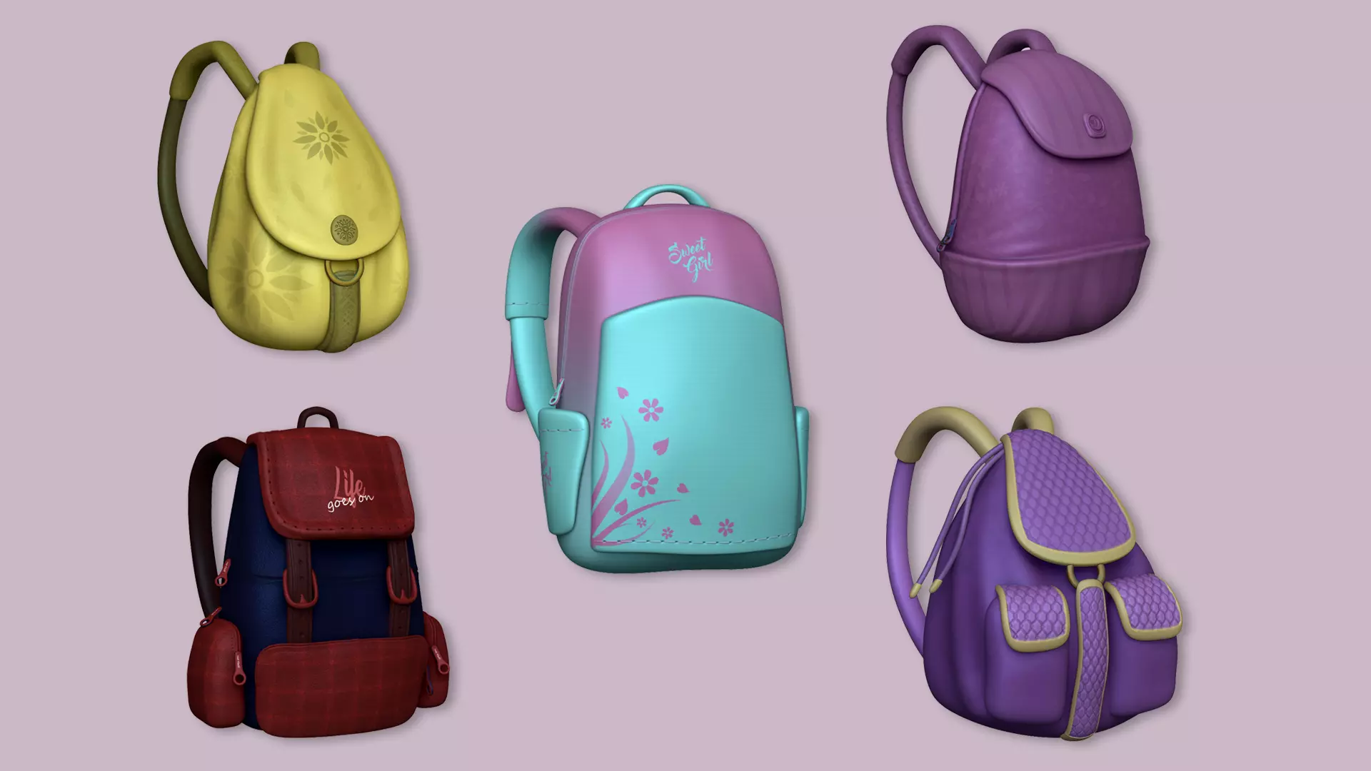 05 Girl Backpack - Female Character 3D Model Collection_0