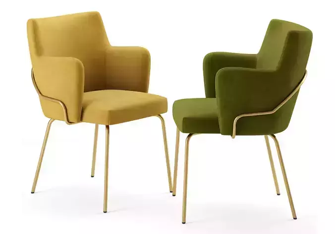 Louvre Tube Armchair Contract Chair 3D model