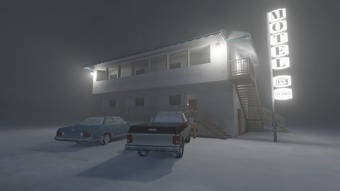 Motel Scene Free low-poly 3D model