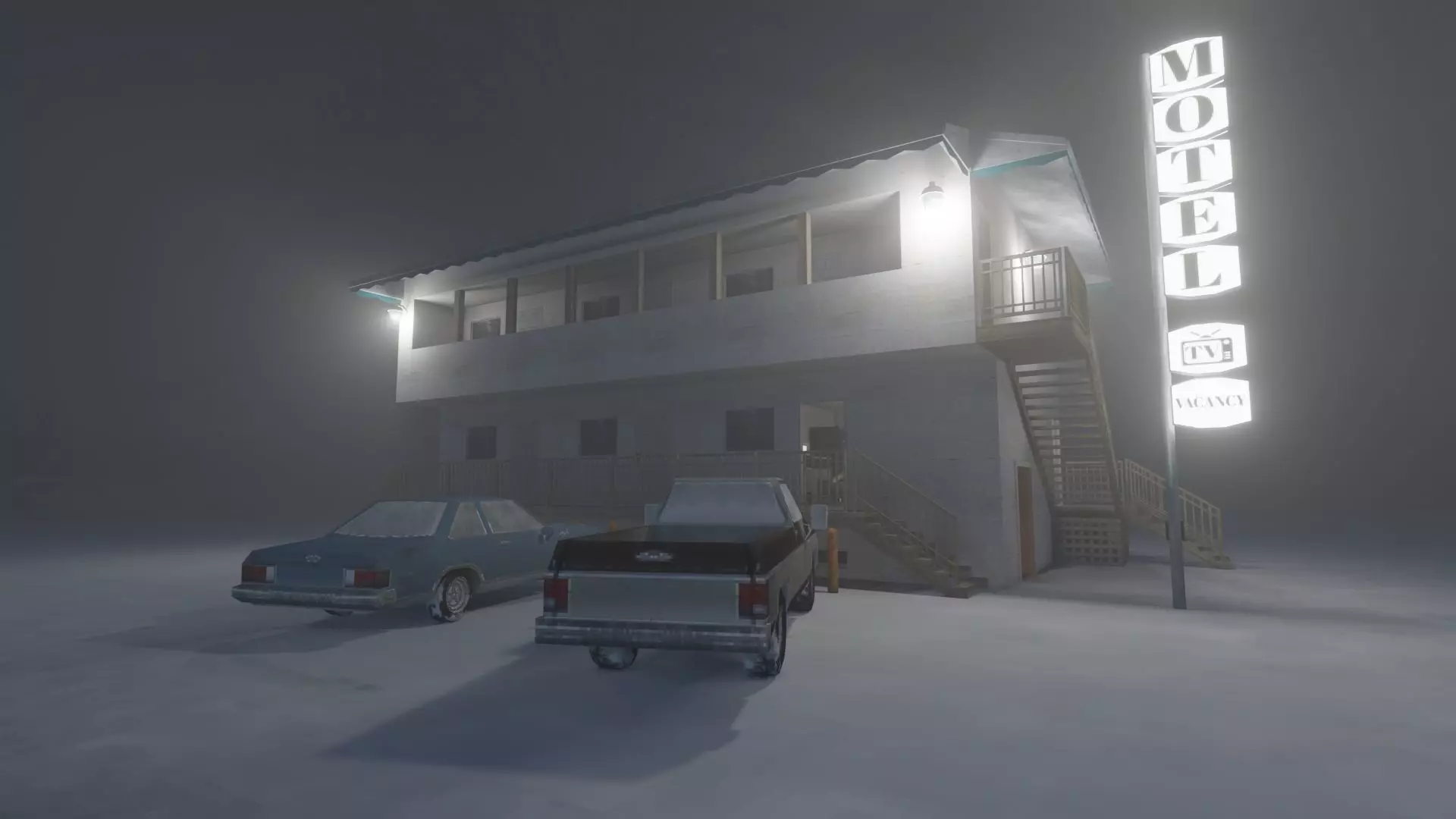 Motel Scene Free low-poly 3D model