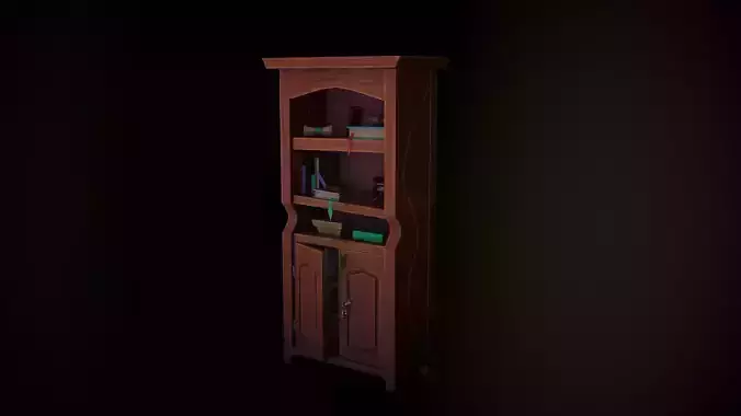 Stylized bookshelf Low-poly 3D model