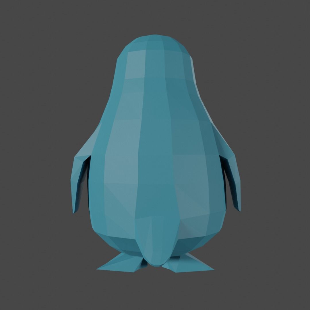Penguin - low poly polygonal 3D print model_2