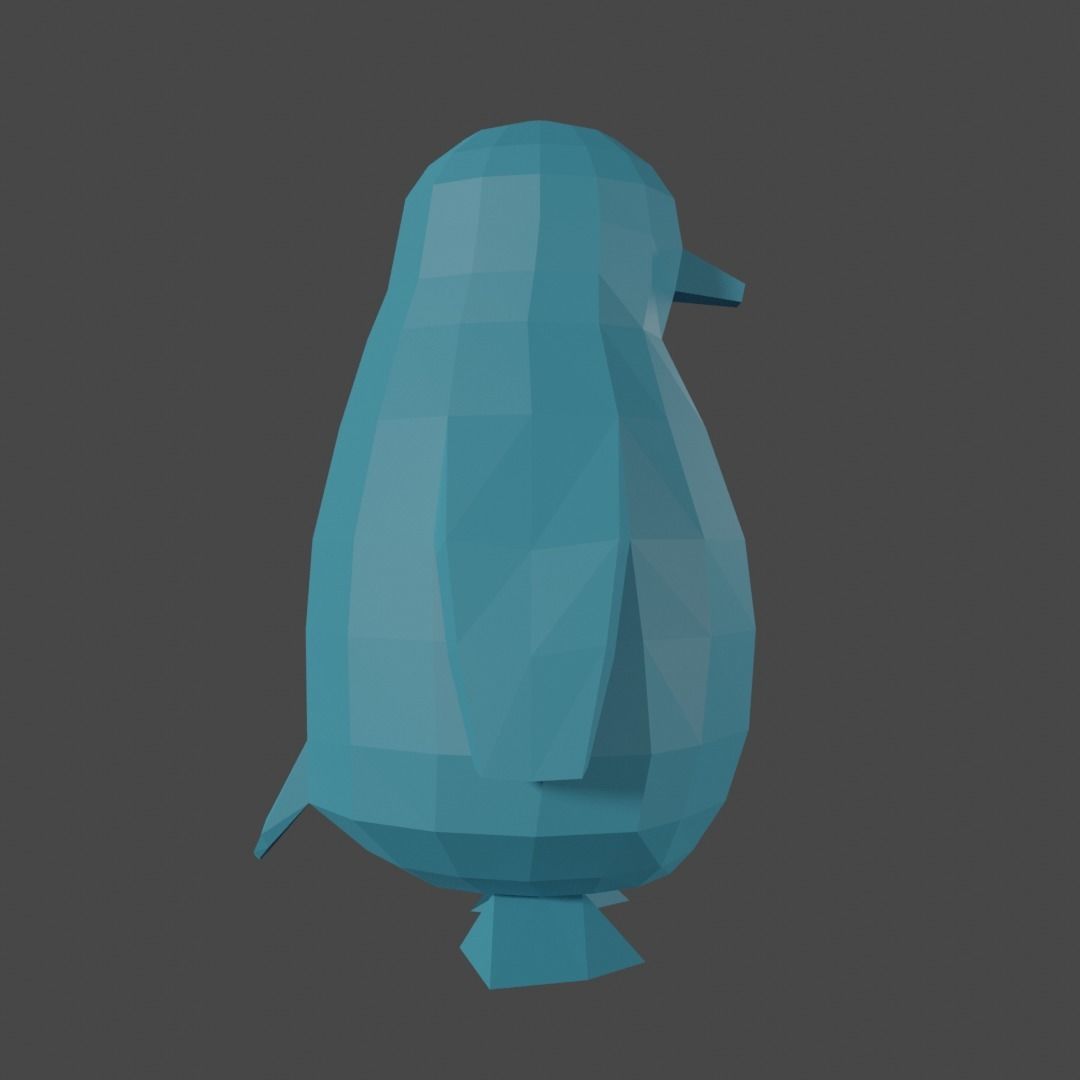 Penguin - low poly polygonal 3D print model_1