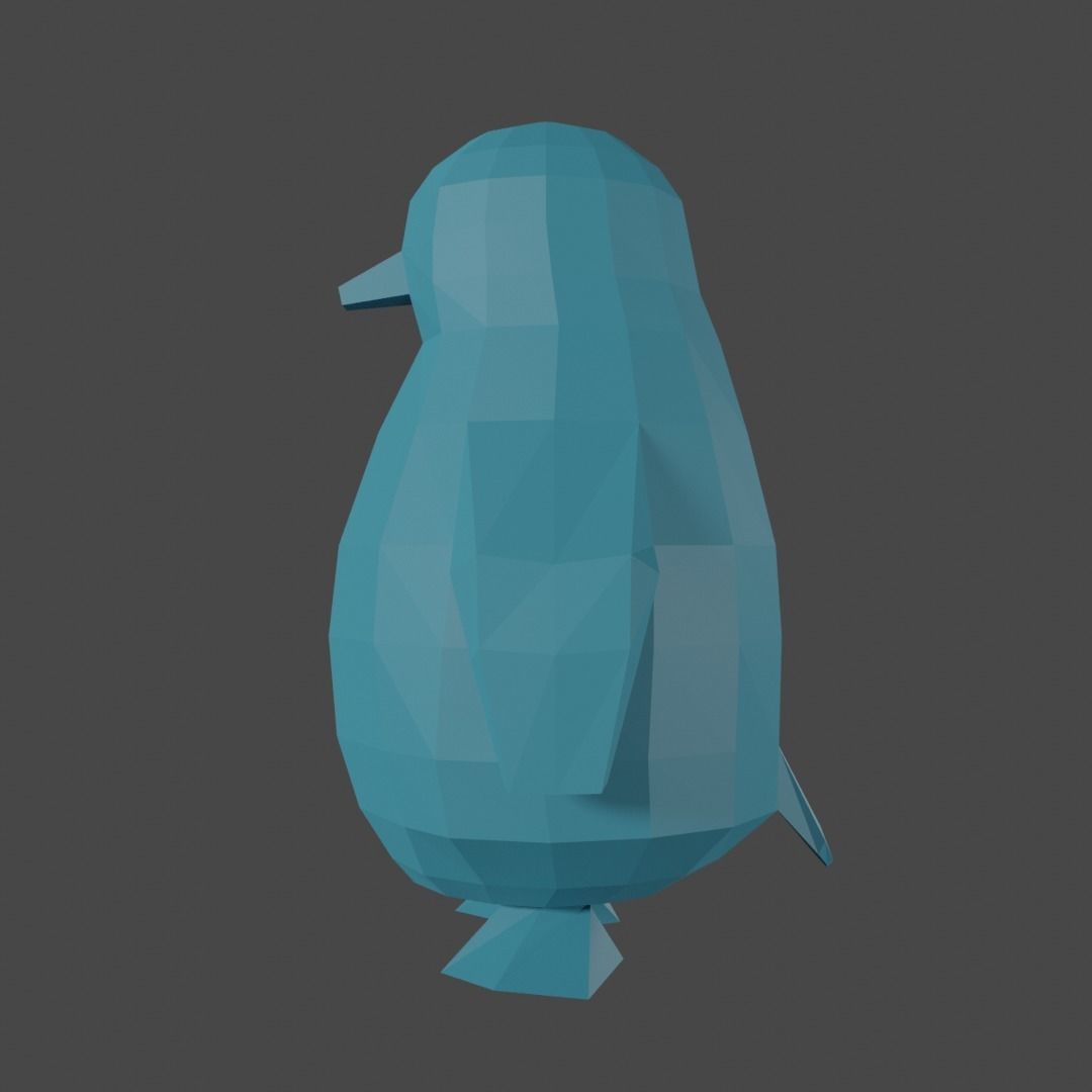 Penguin - low poly polygonal 3D print model_3
