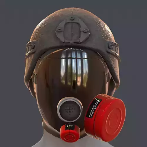 Gas mask helmet 3d model scifi Low-poly 