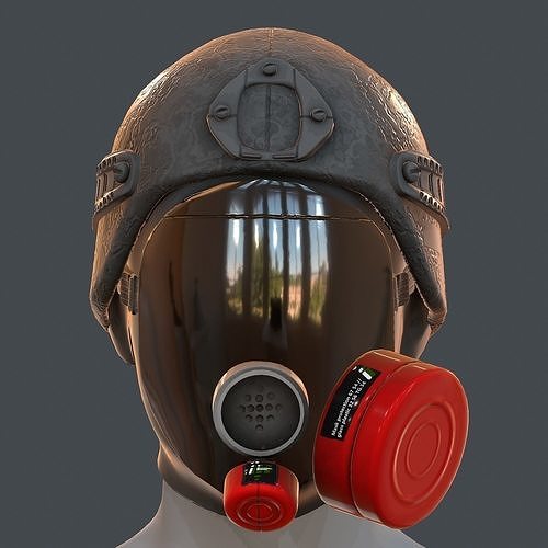 Gas mask helmet 3d model scifi Low-poly  Low-poly 3D model