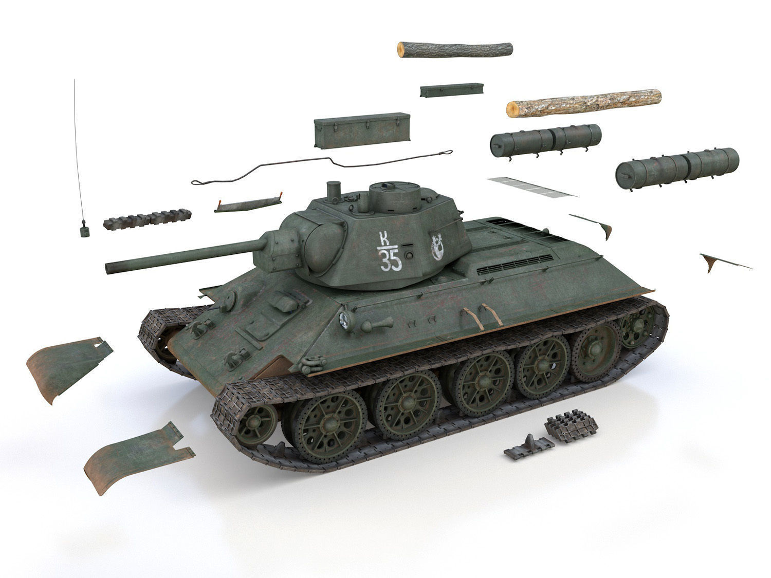 T-34-76 - Model 1943 - Soviet medium tank - K35 3D model_11