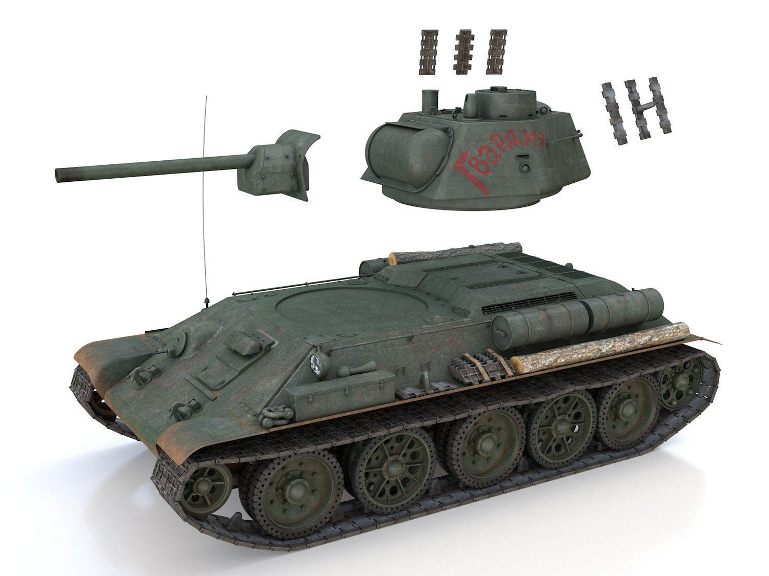T-34-76 - Model 1943 - Soviet medium tank - Guards 3D model_10