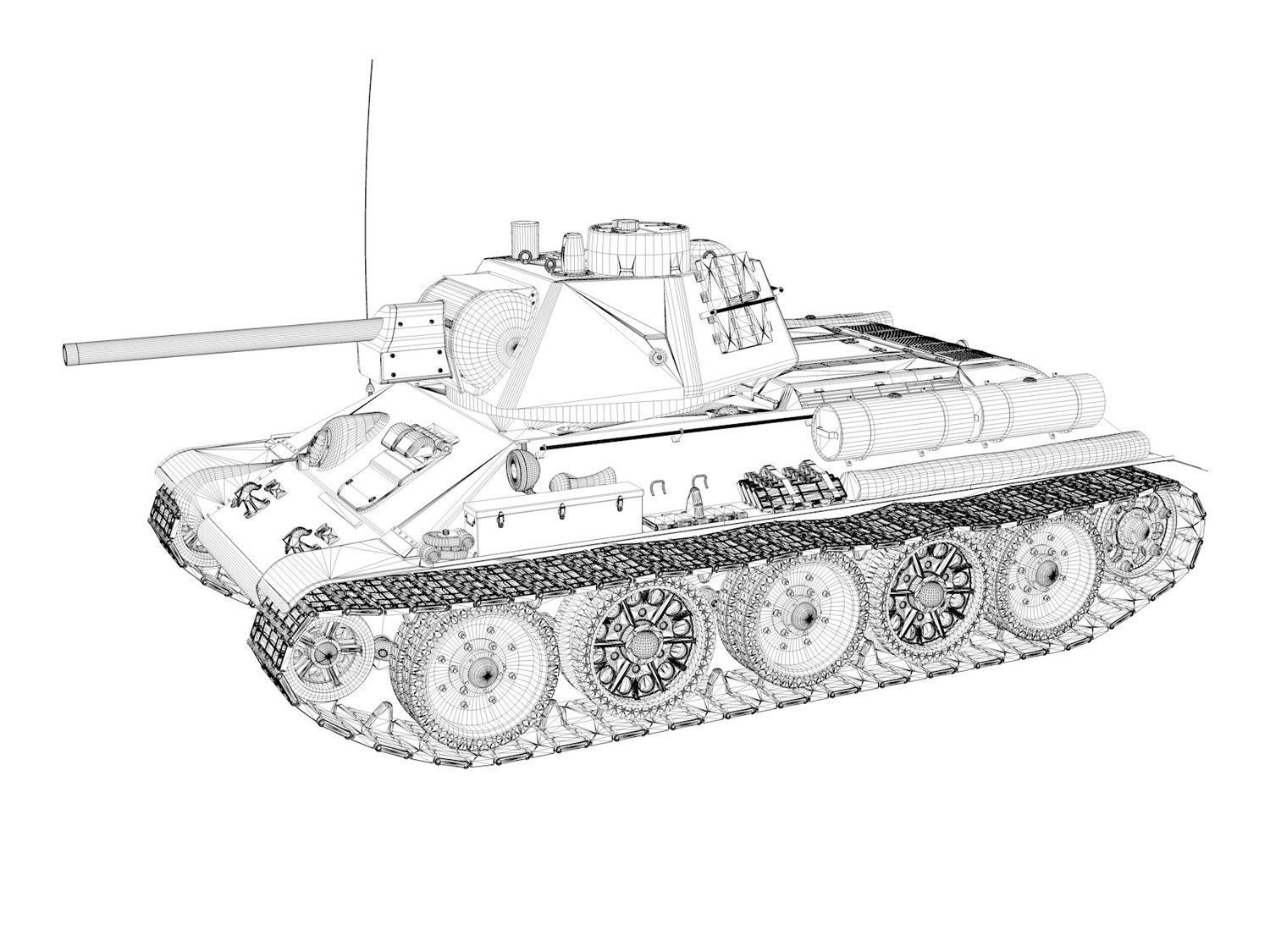 T-34-76 - Model 1943 - Soviet medium tank - Guards 3D model_13