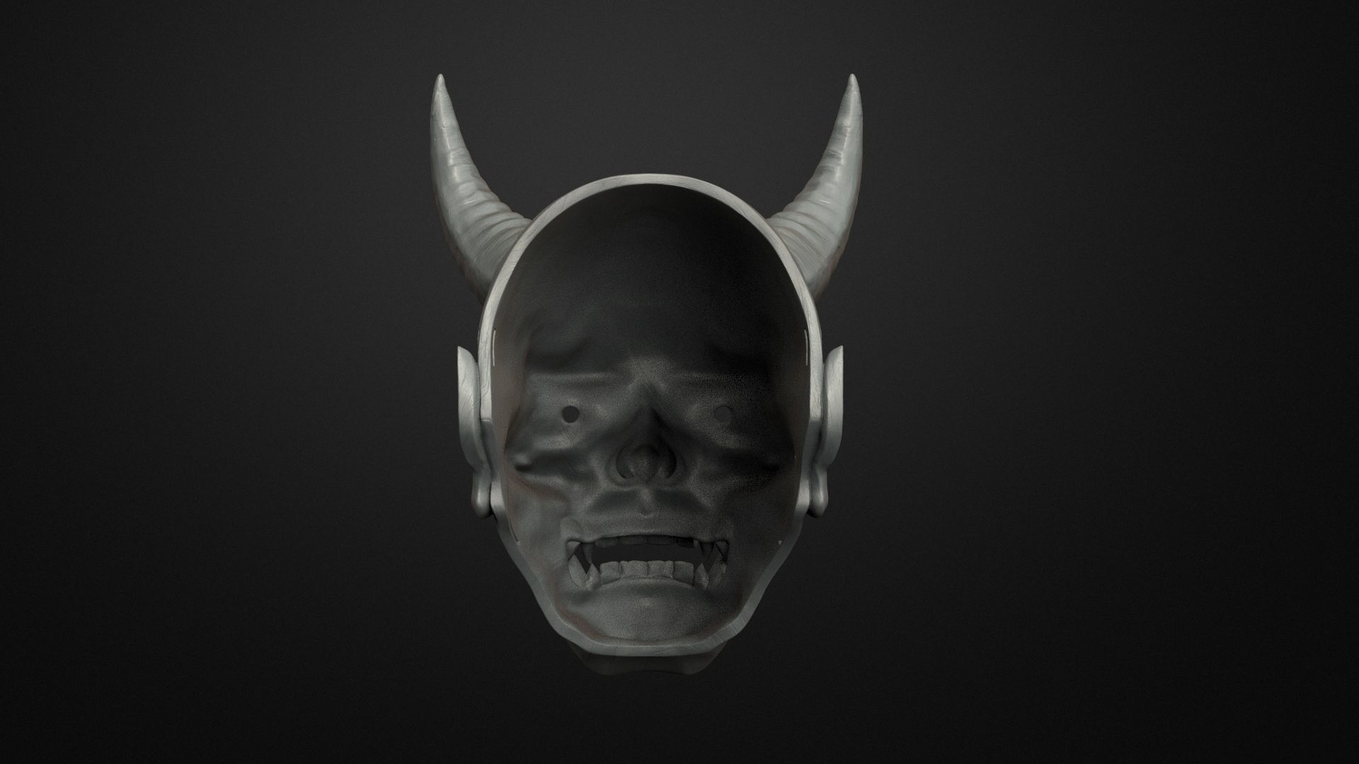 Traditional Japanese Hannya Mask  Oni Mask Samurai Mask  3D print model_6