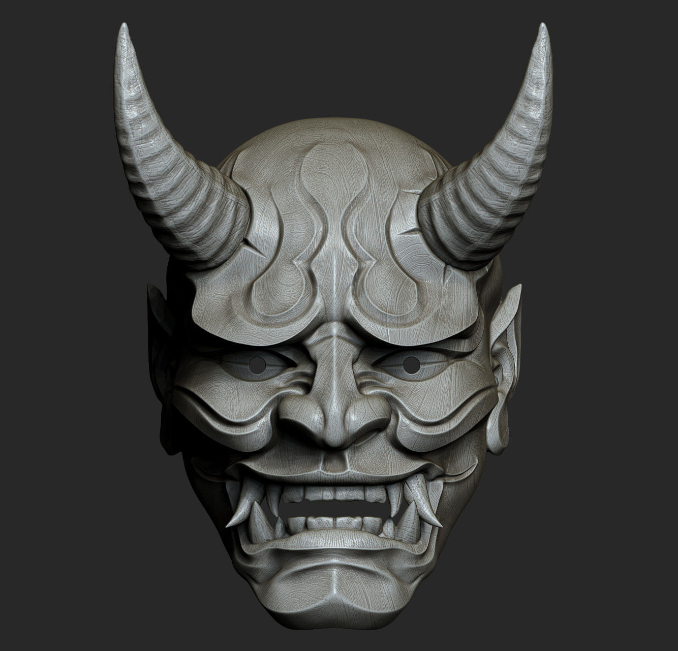 Traditional Japanese Hannya Mask  Oni Mask Samurai Mask  3D print model_18