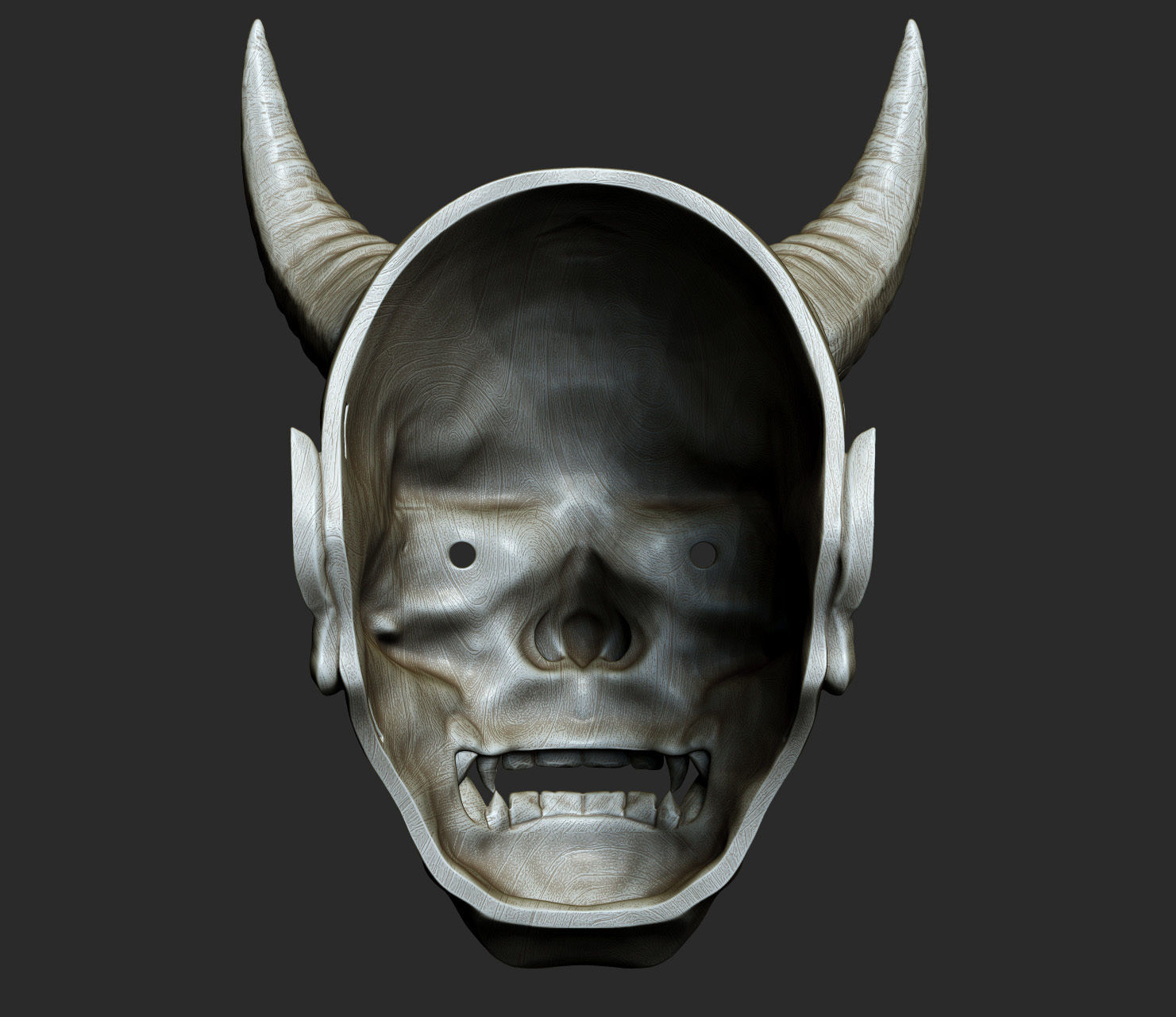 Traditional Japanese Hannya Mask  Oni Mask Samurai Mask  3D print model_17