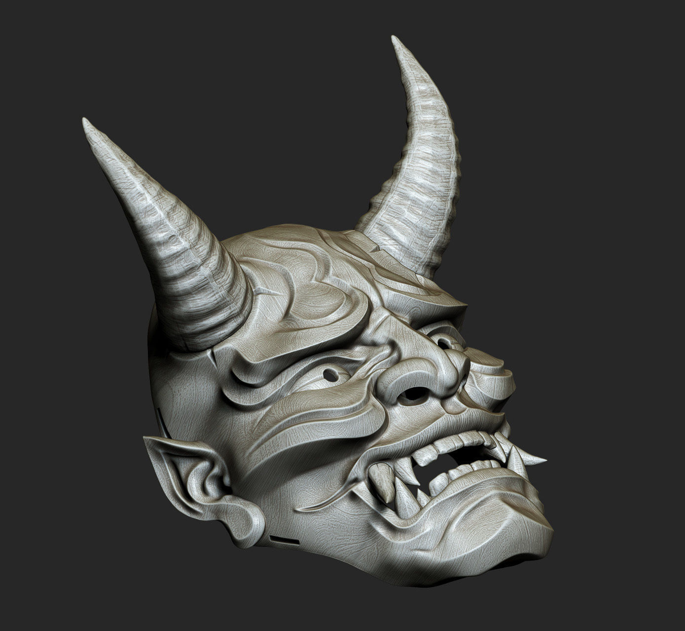 Traditional Japanese Hannya Mask  Oni Mask Samurai Mask  3D print model_2