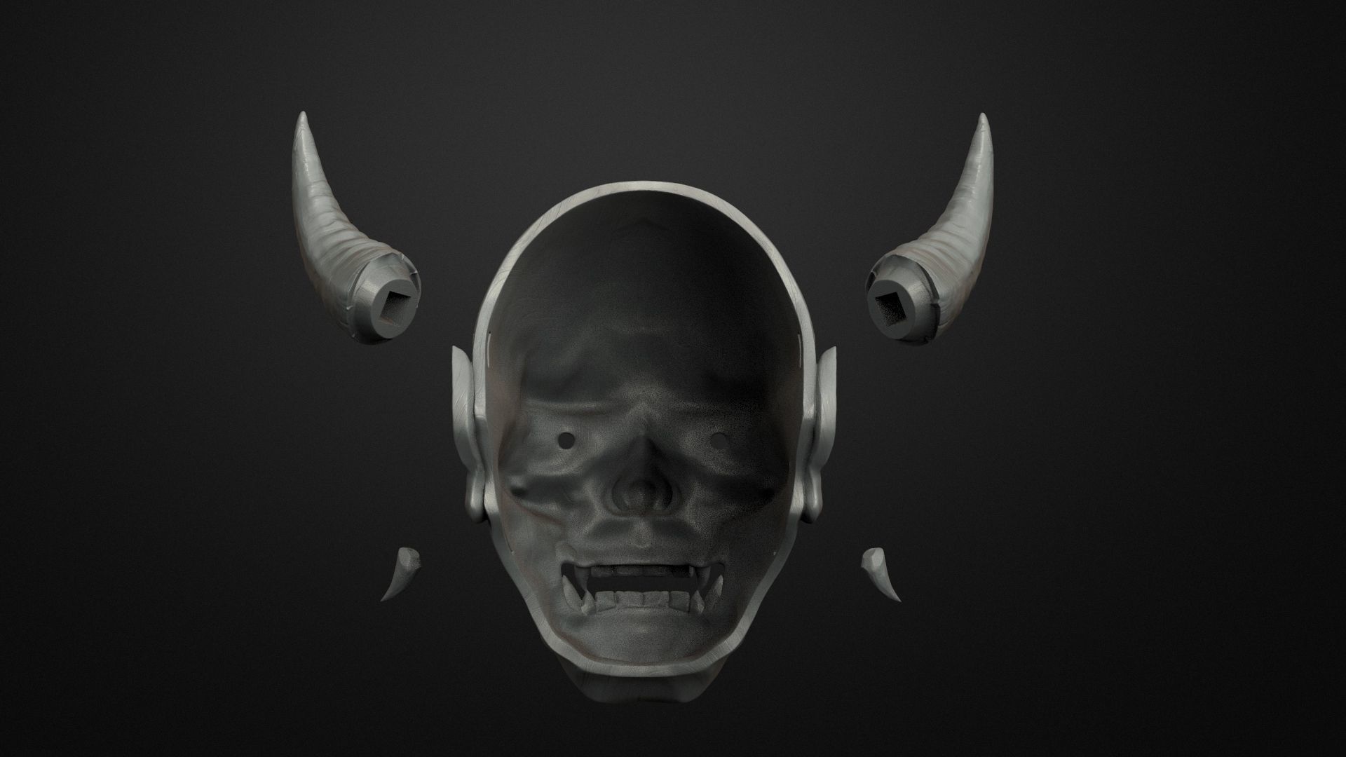 Traditional Japanese Hannya Mask  Oni Mask Samurai Mask  3D print model_7