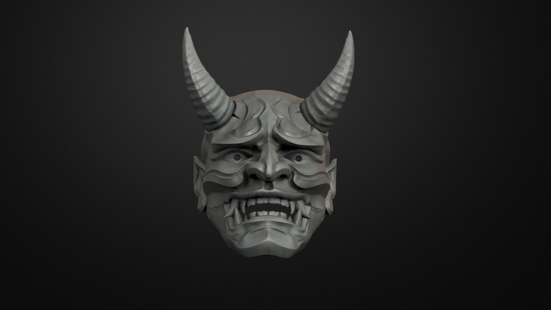 Traditional Japanese Hannya Mask  Oni Mask Samurai Mask  3D print model_5