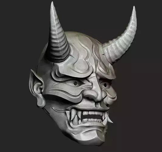 Traditional Japanese Hannya Mask  Oni Mask Samurai Mask  3D print model