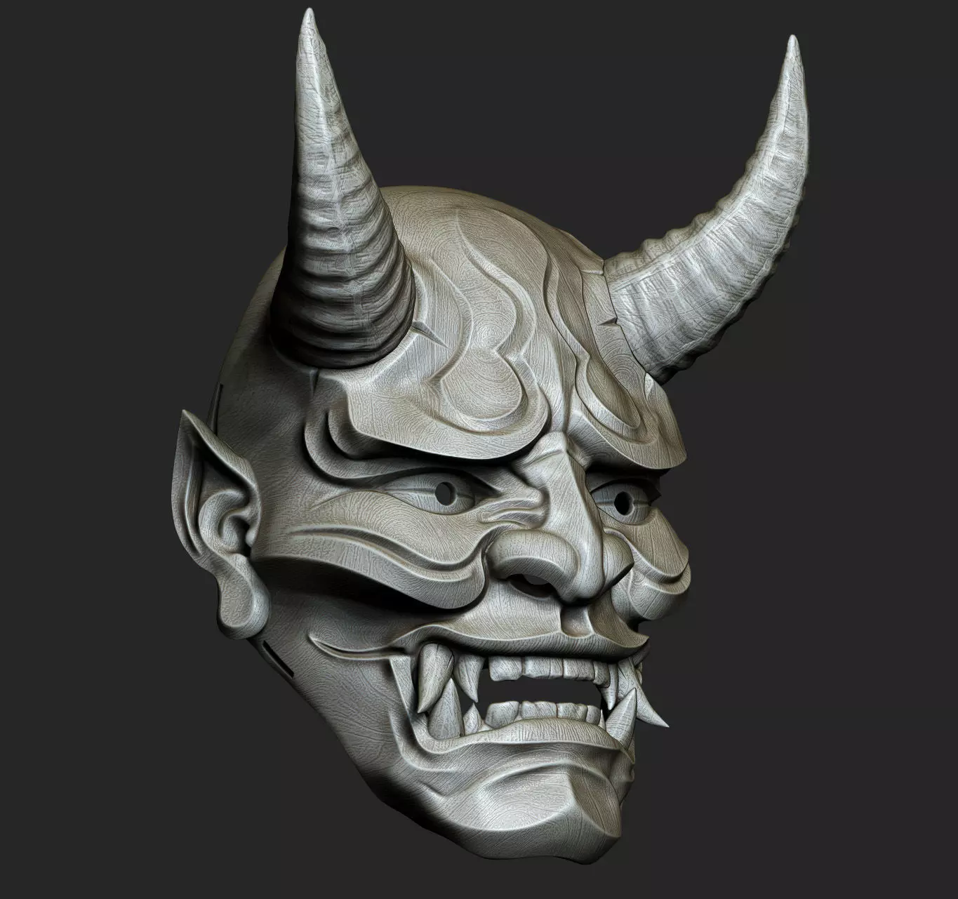 Traditional Japanese Hannya Mask  Oni Mask Samurai Mask  3D print model_0