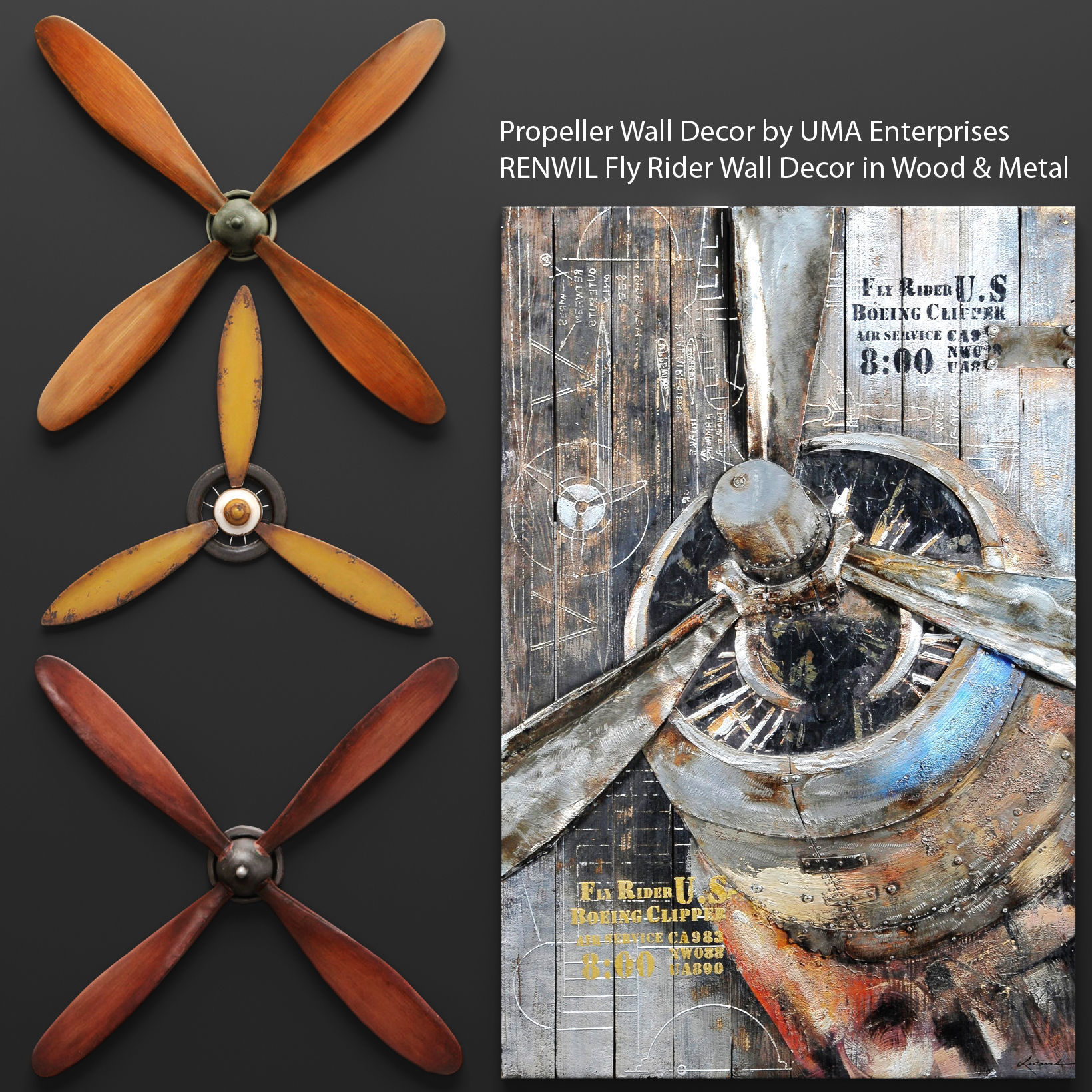 Wall decoration propeller Low-poly 3D model_2