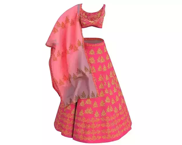 3 d Lehnga Choli Dupatta Model Indian Traditional 3D model 3D model