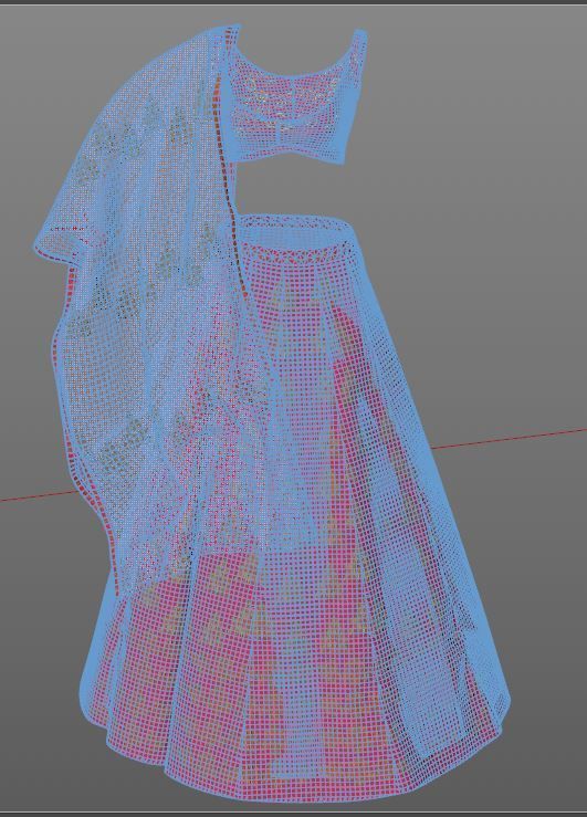 3 d Lehnga Choli Dupatta Model Indian Traditional 3D model 3D model_13