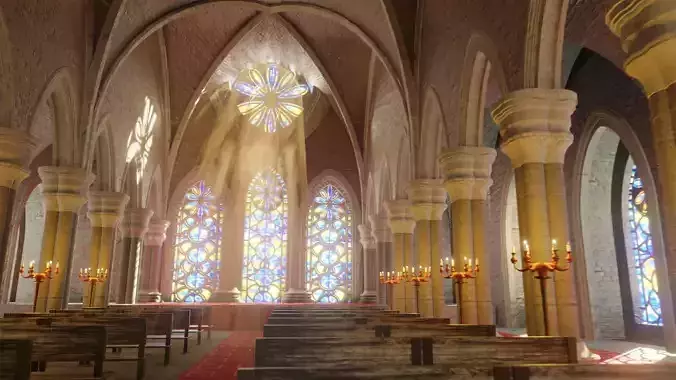 Church cathedral  Low-poly 3D model