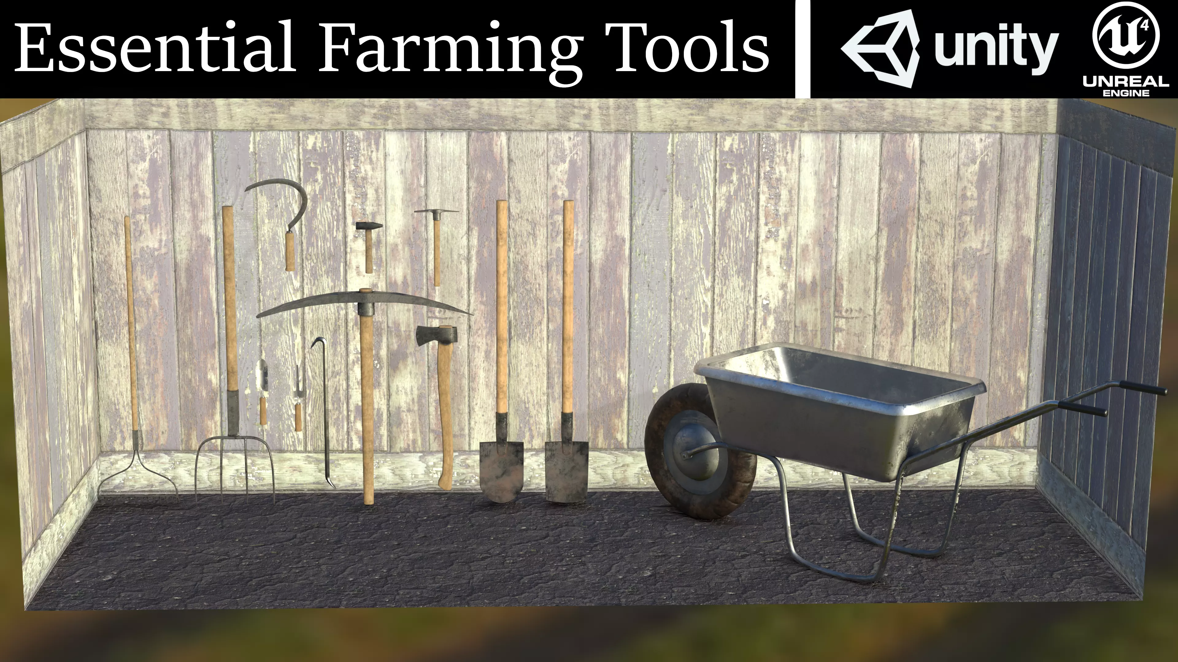 Essential Farming Tools Free low-poly 3D model