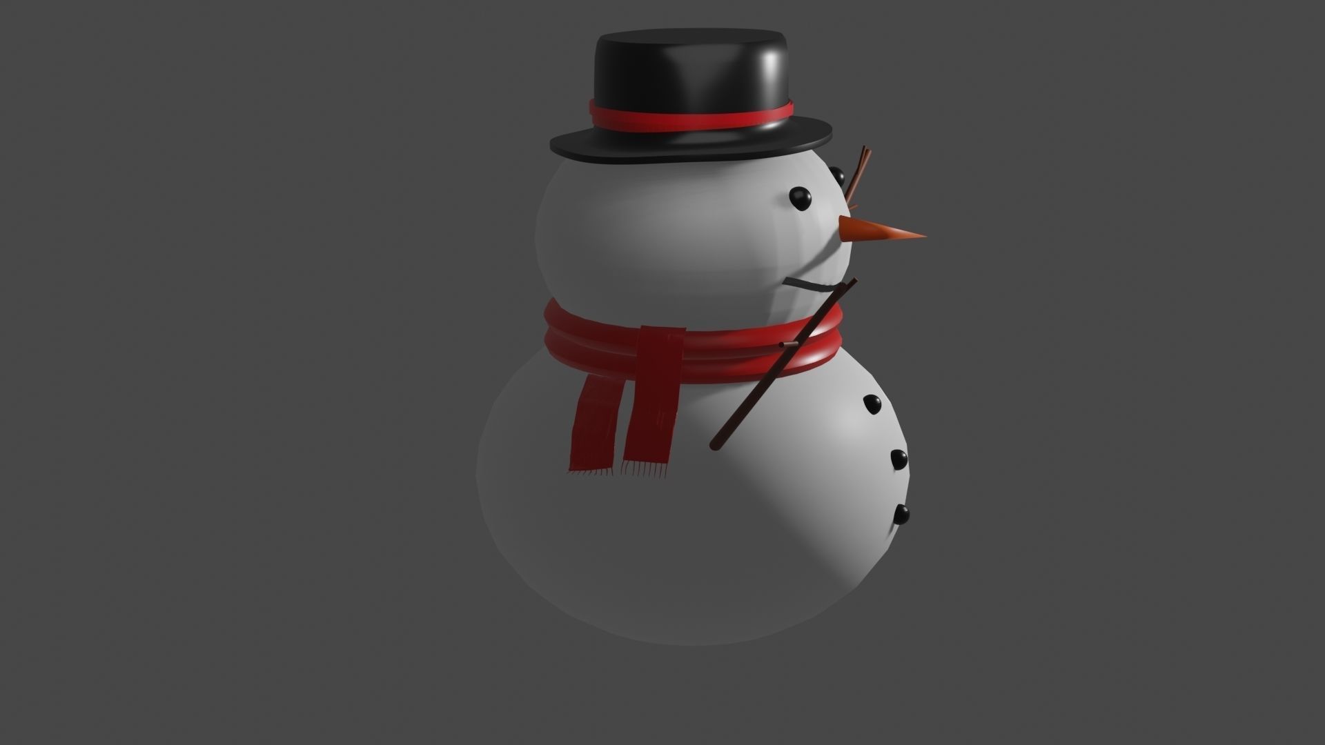 snowman 3D wearing hat and scarf Free 3D model_1