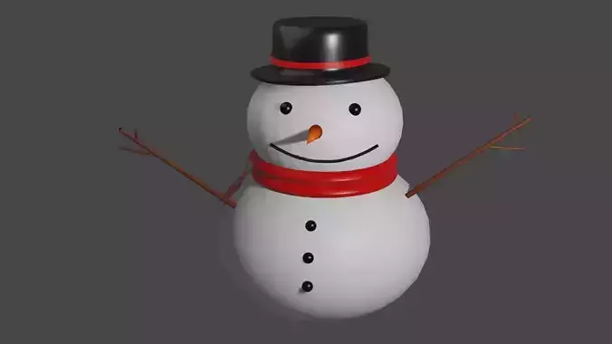 snowman 3D wearing hat and scarf