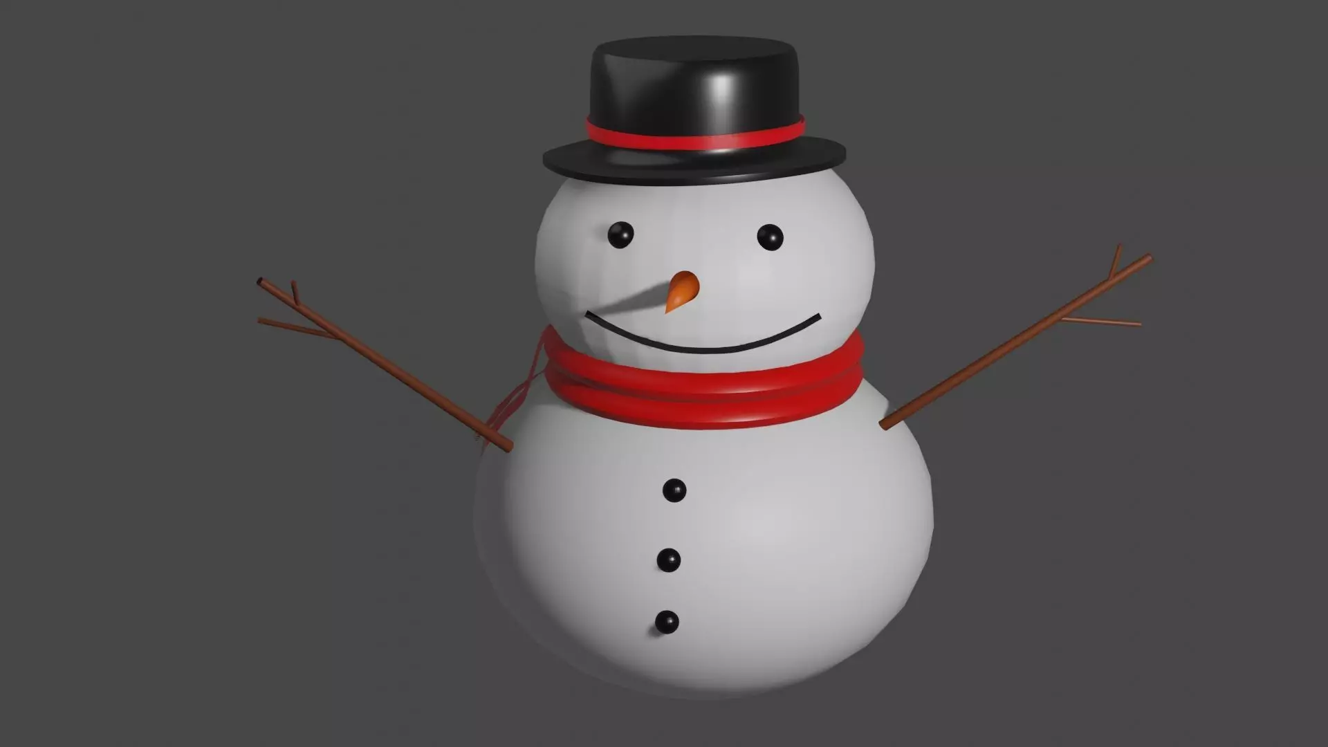 snowman 3D wearing hat and scarf Free 3D model_0