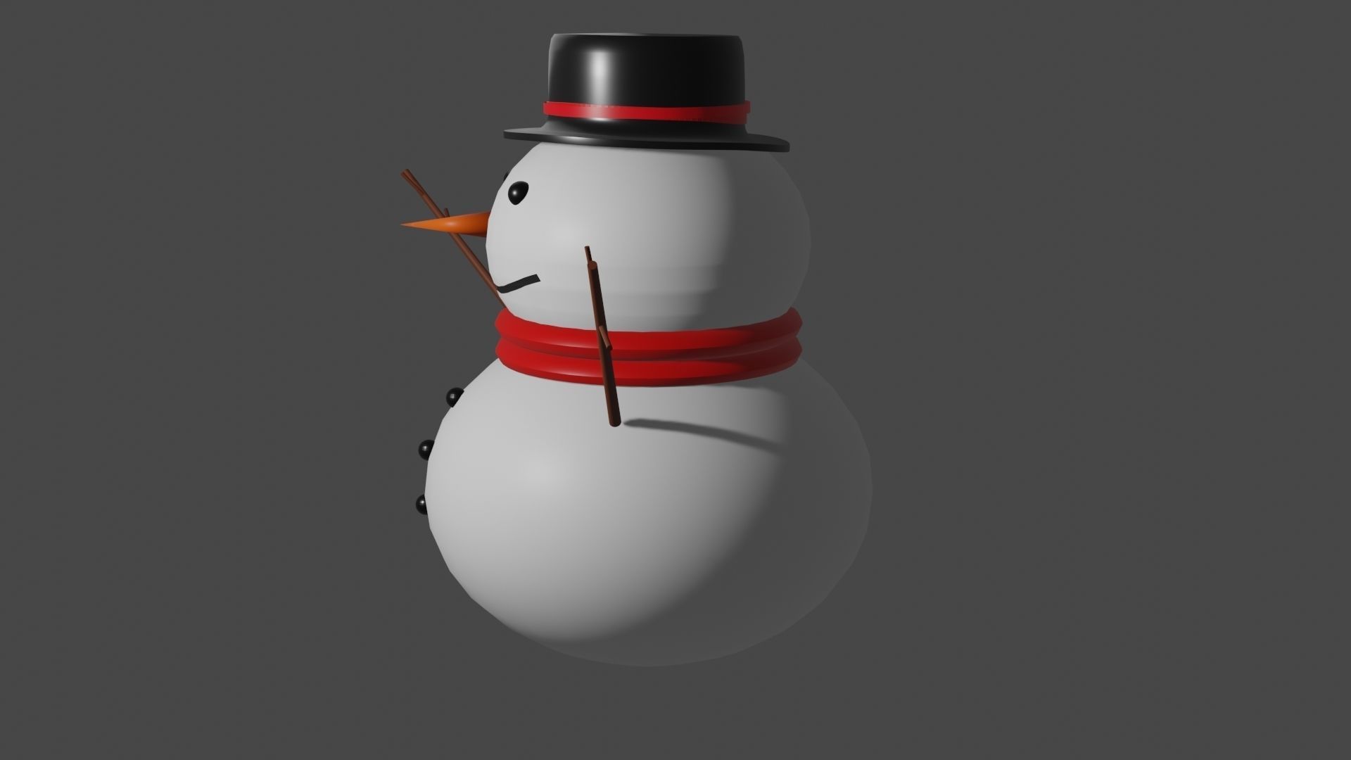 snowman 3D wearing hat and scarf Free 3D model_2