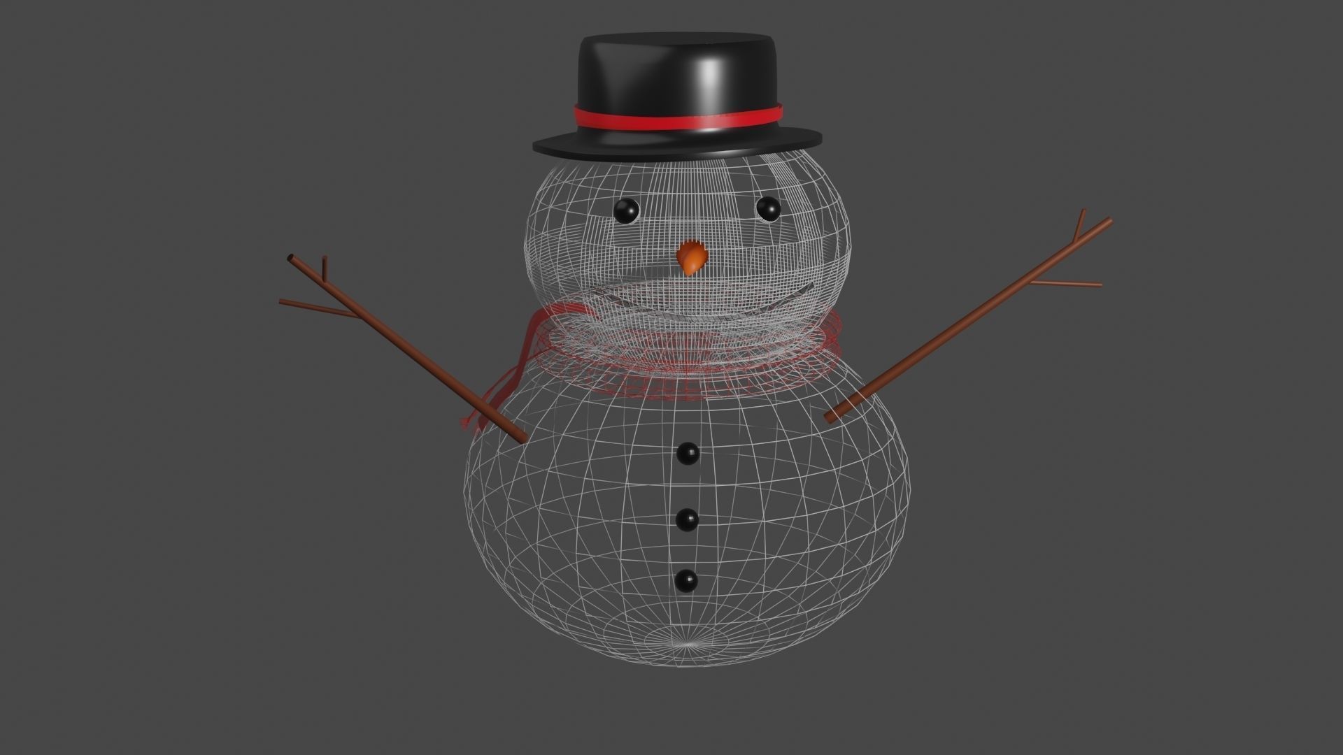 snowman 3D wearing hat and scarf Free 3D model_4