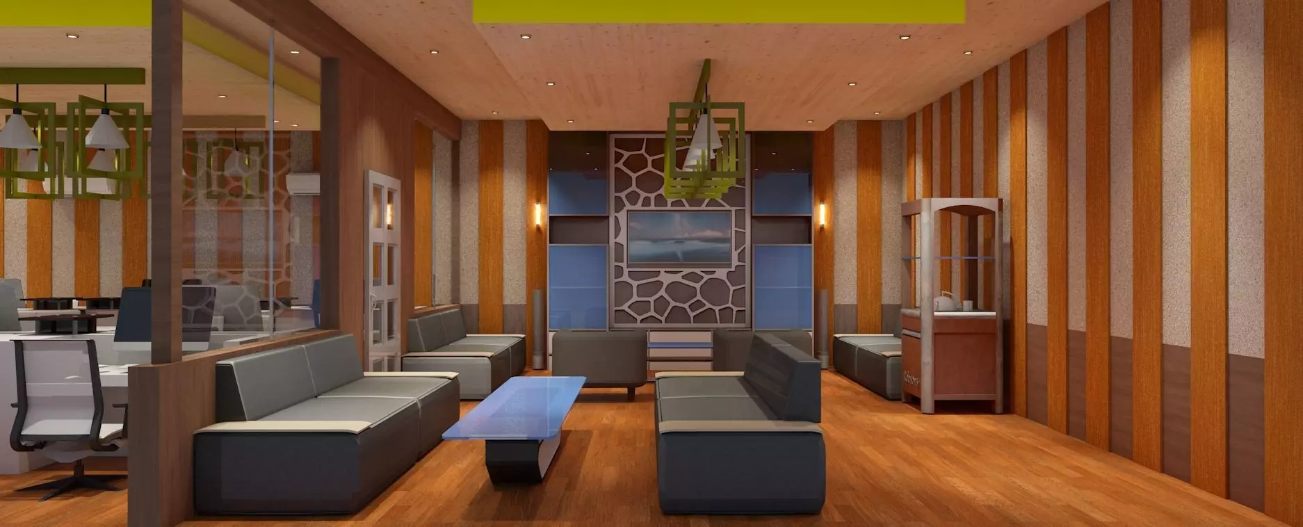 Interior office Low-poly 3D model_0