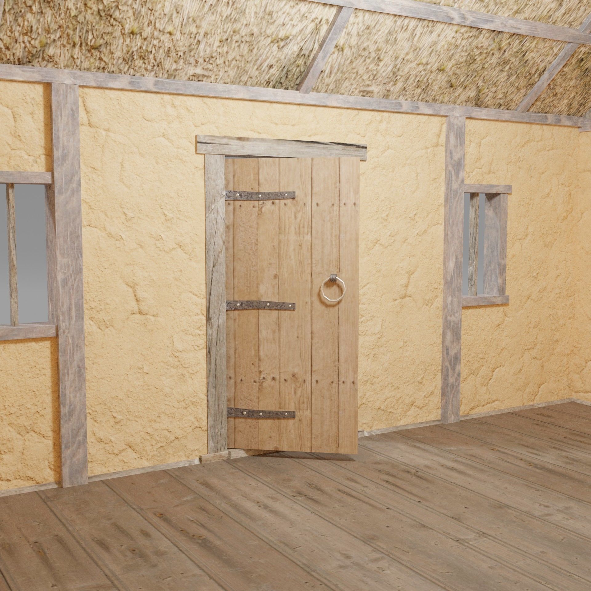 Medieval house Low-poly 3D model_4