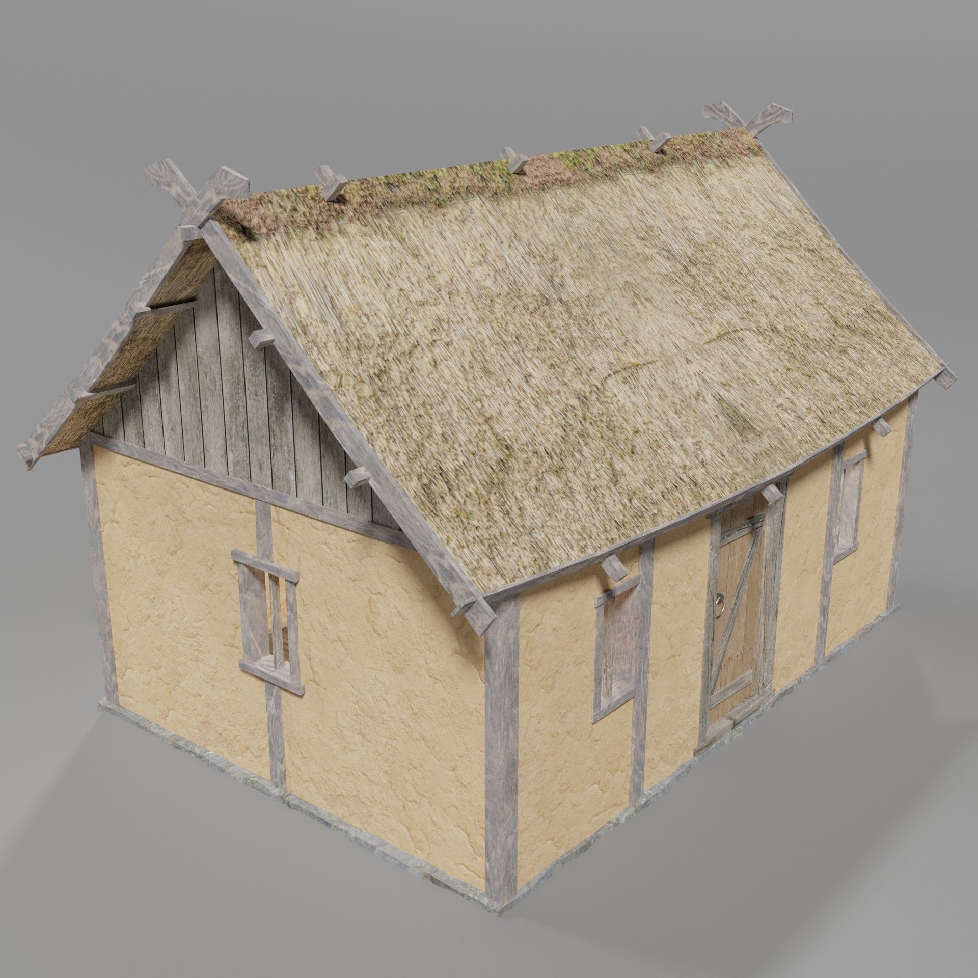 Medieval house Low-poly 3D model_1