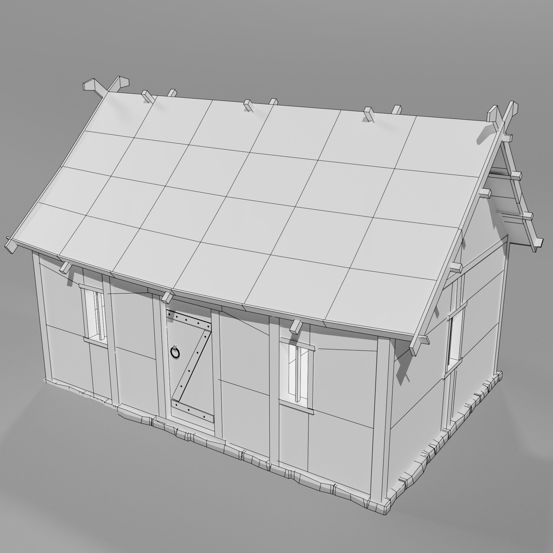 Medieval house Low-poly 3D model_5