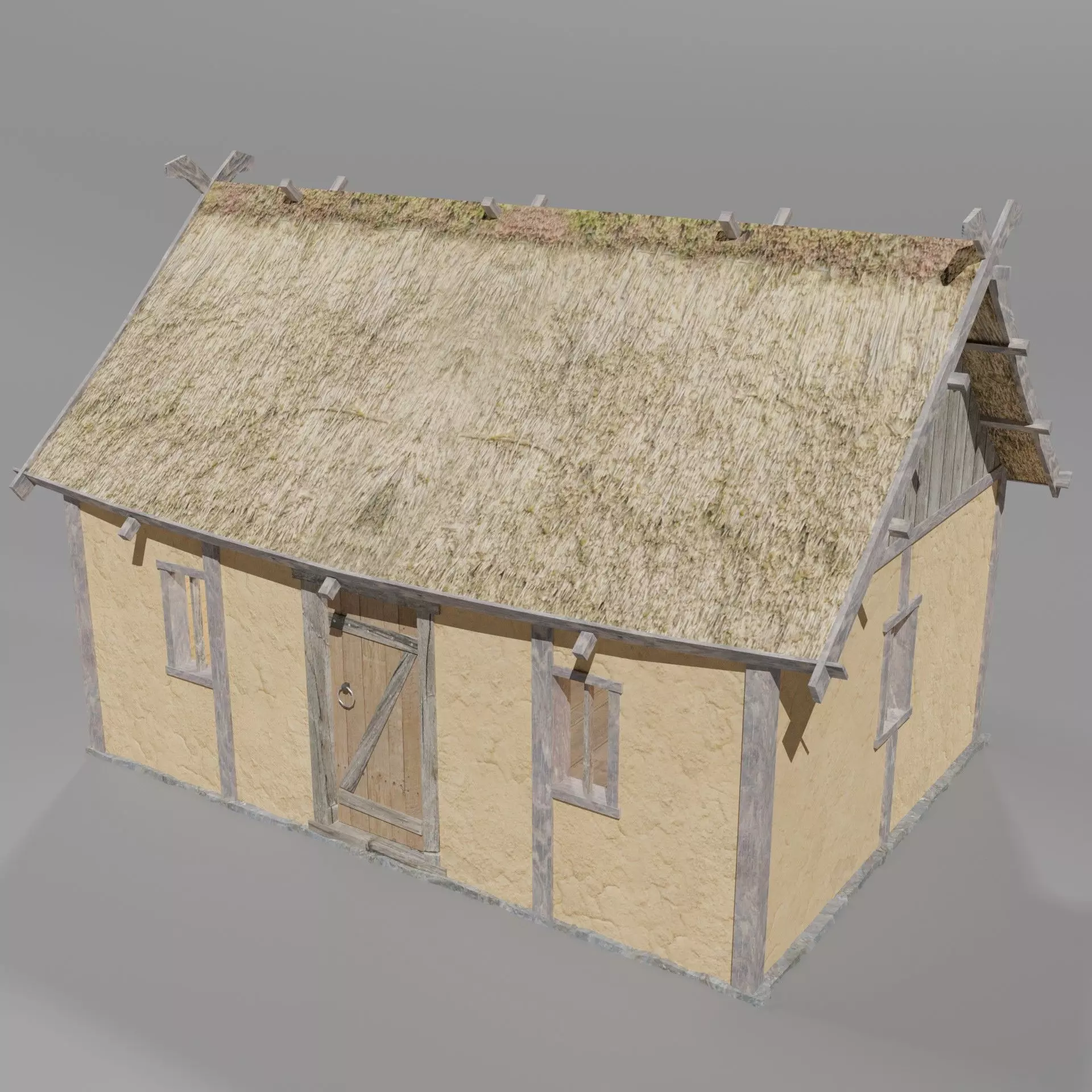 Medieval house Low-poly 3D model_0